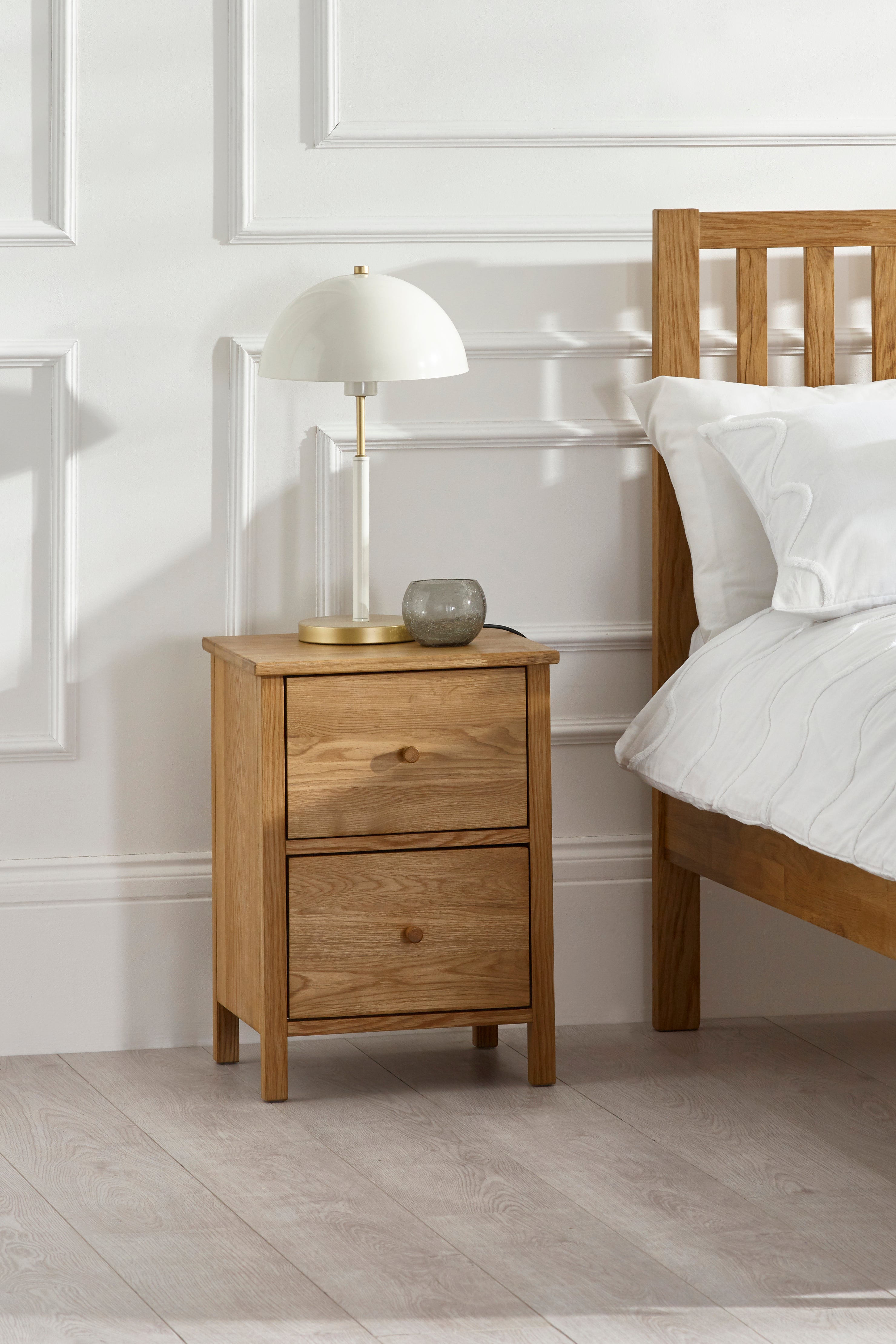 Osborne Solid Oak Wood Bedside Table | 2 Drawers