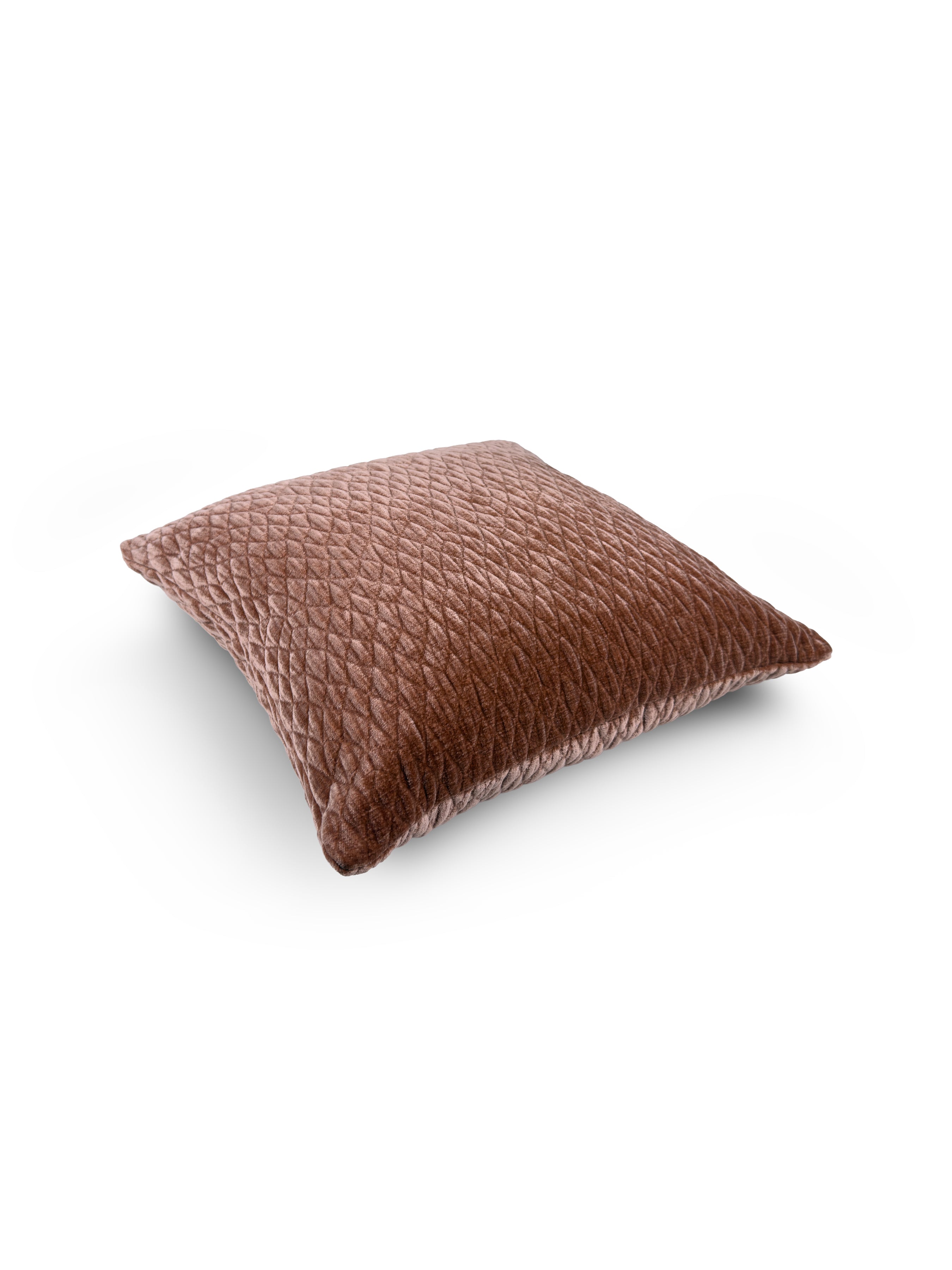 Set of 2 Quilted Chenille Blush Square Cushions 45x45cm - topside angle