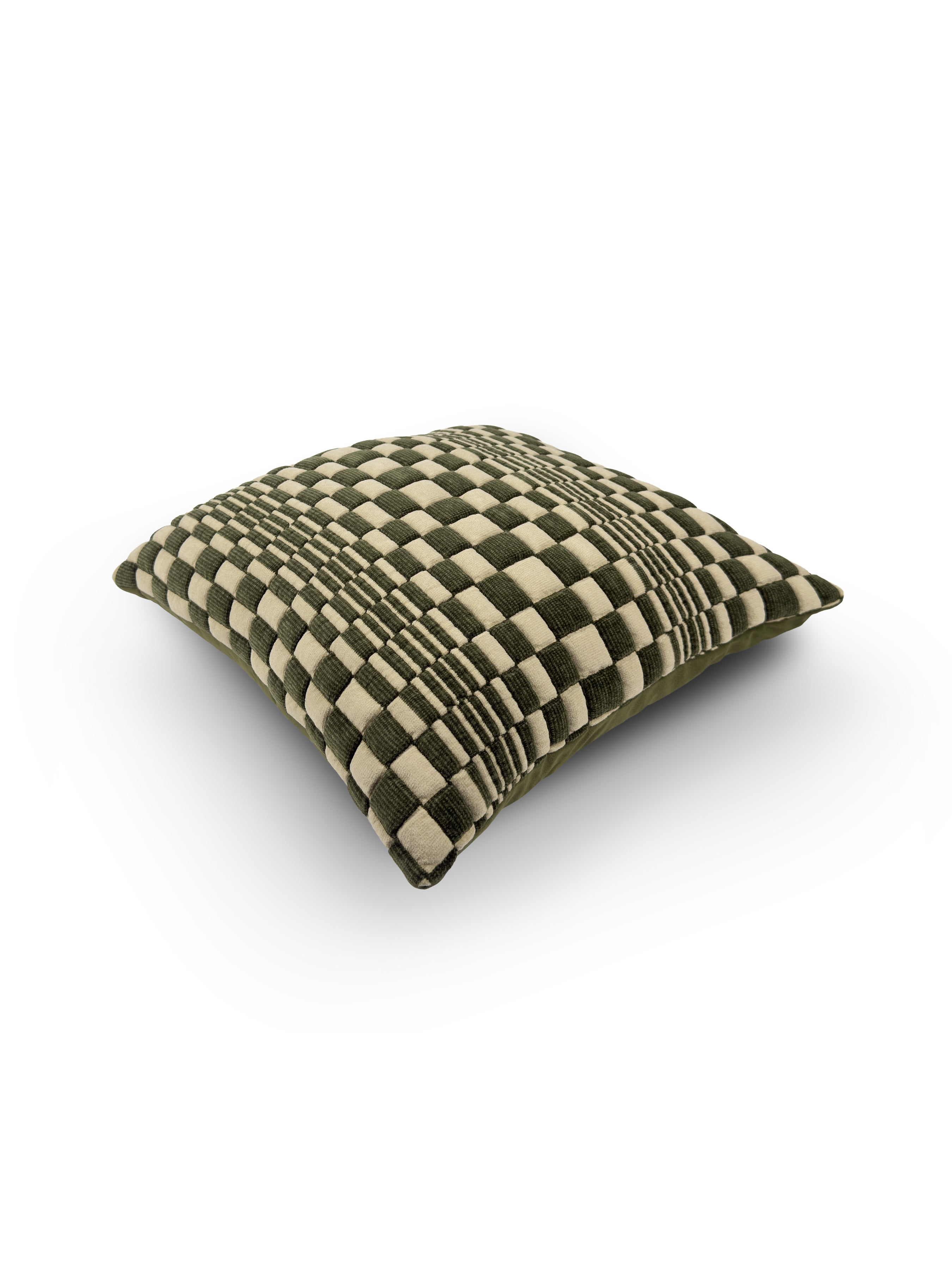 Set of 2 Pasha Green Square Cushions 45x45cm - topside angle