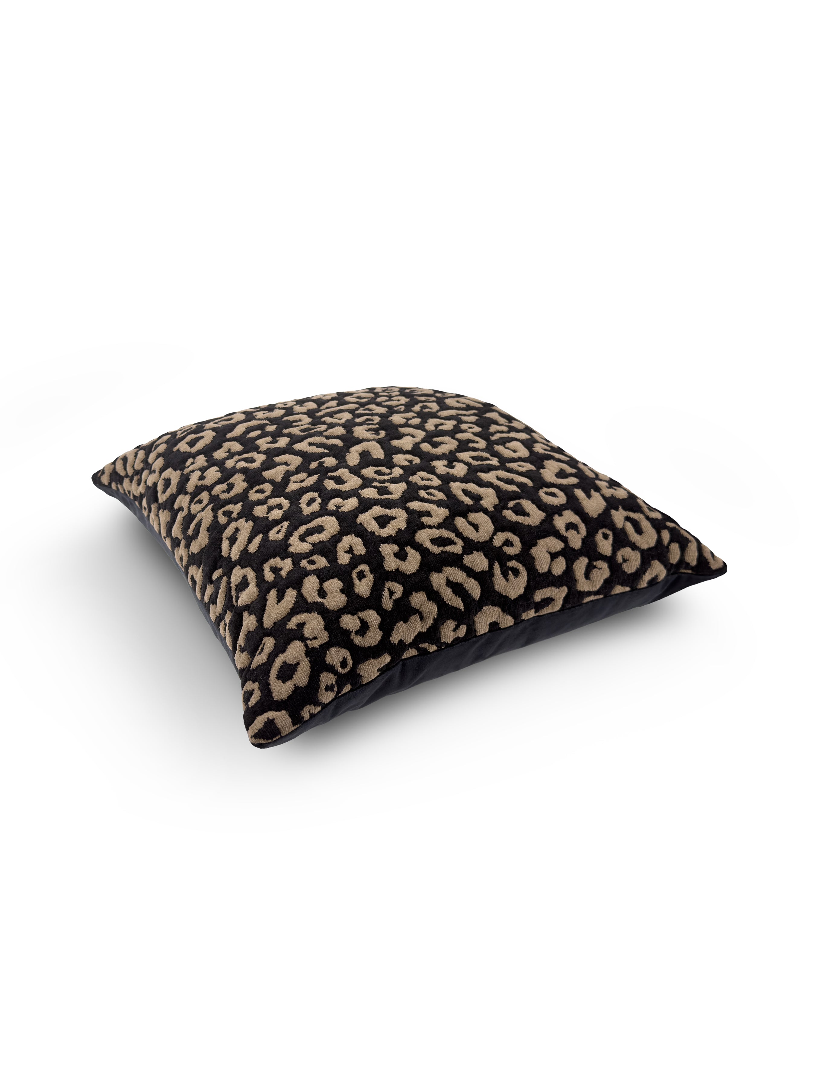 Set of 2 Luna Leopard Square Cushions 45x45cm - topside angle