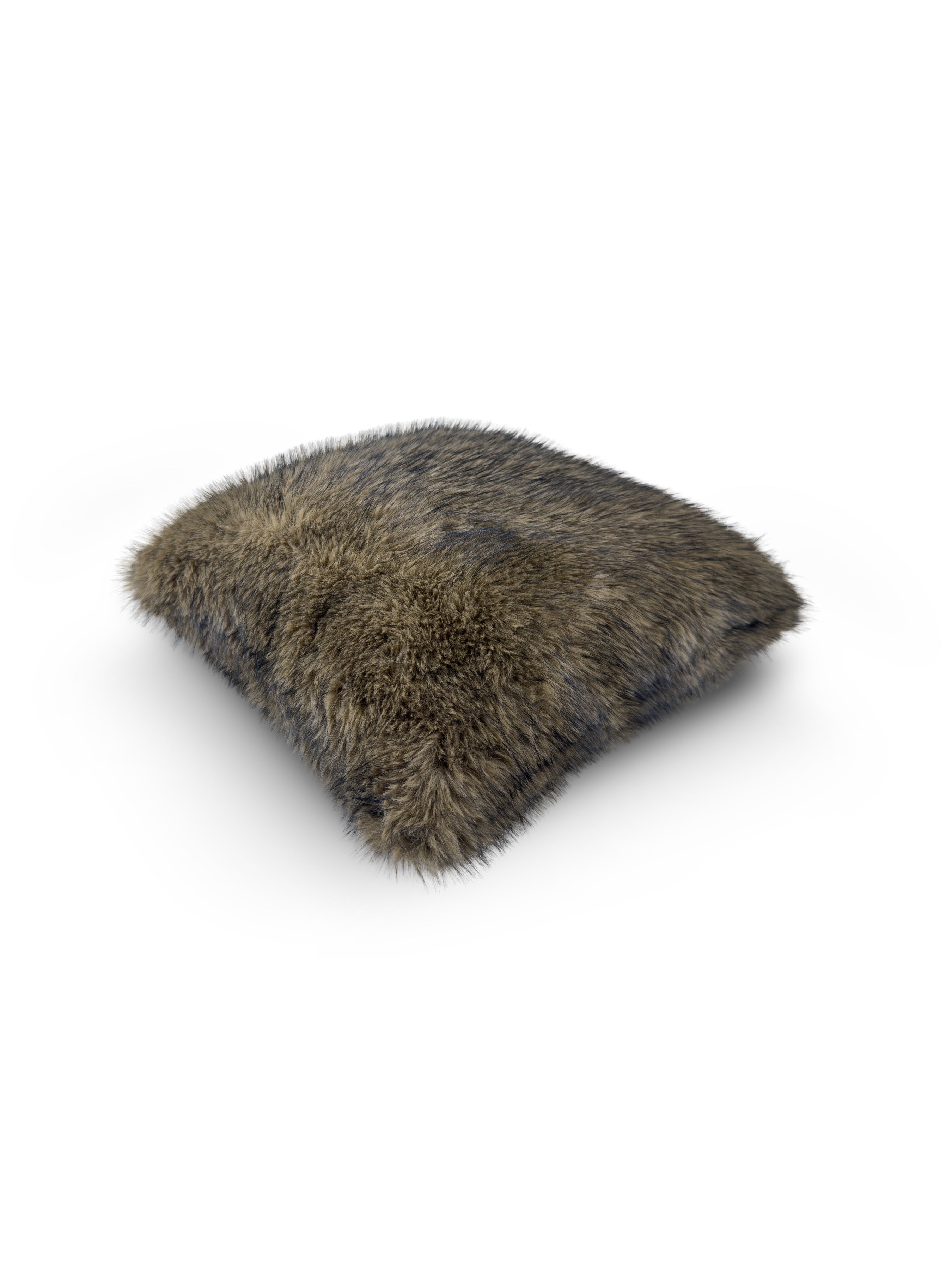 Set of 2 Lux Fur Tip Dye Mocha Square Cushions 45x45cm - topside angle