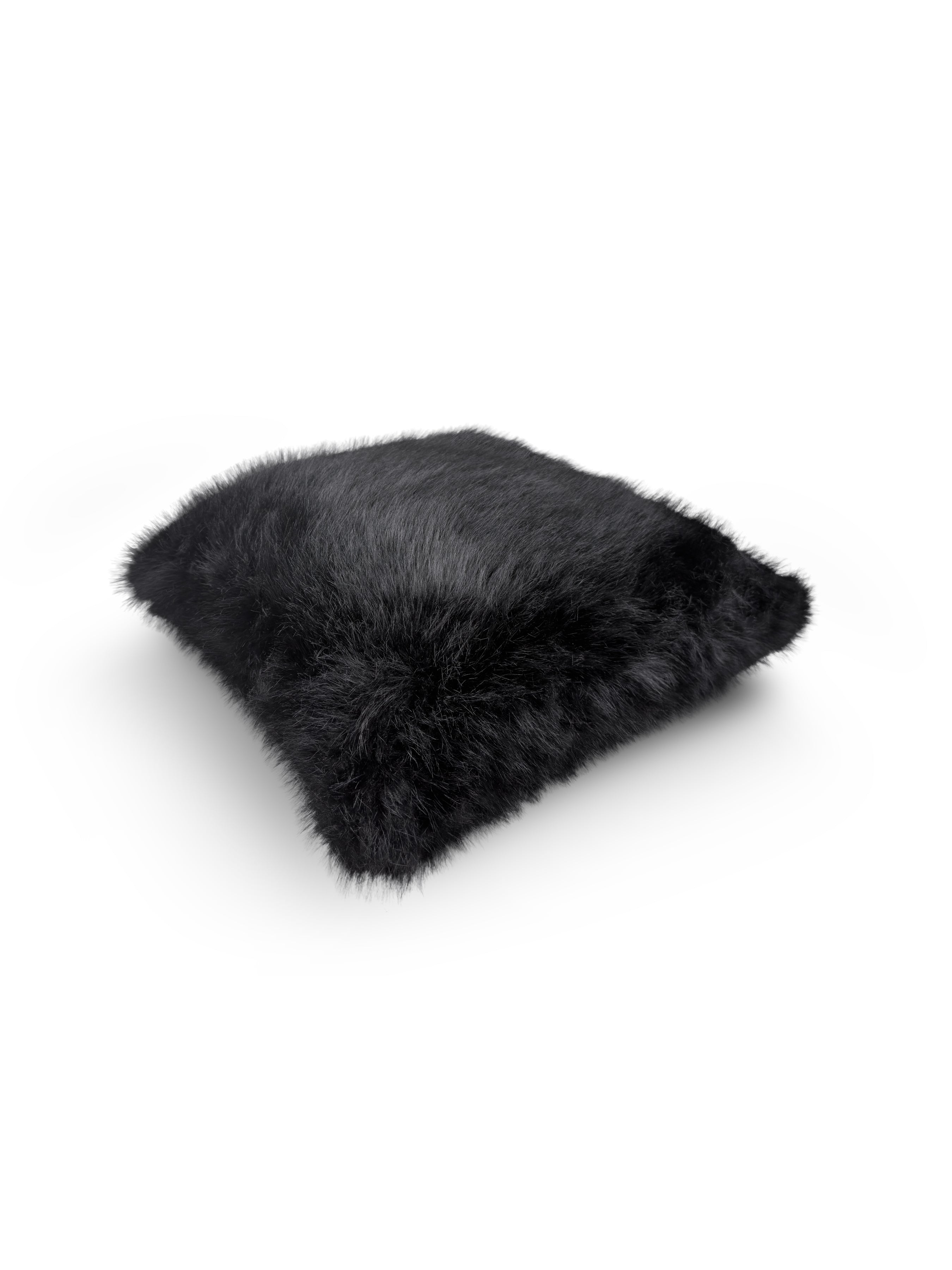 Set of 2 Lux Fur Midnight Square Cushions 45x45cm - topside angle