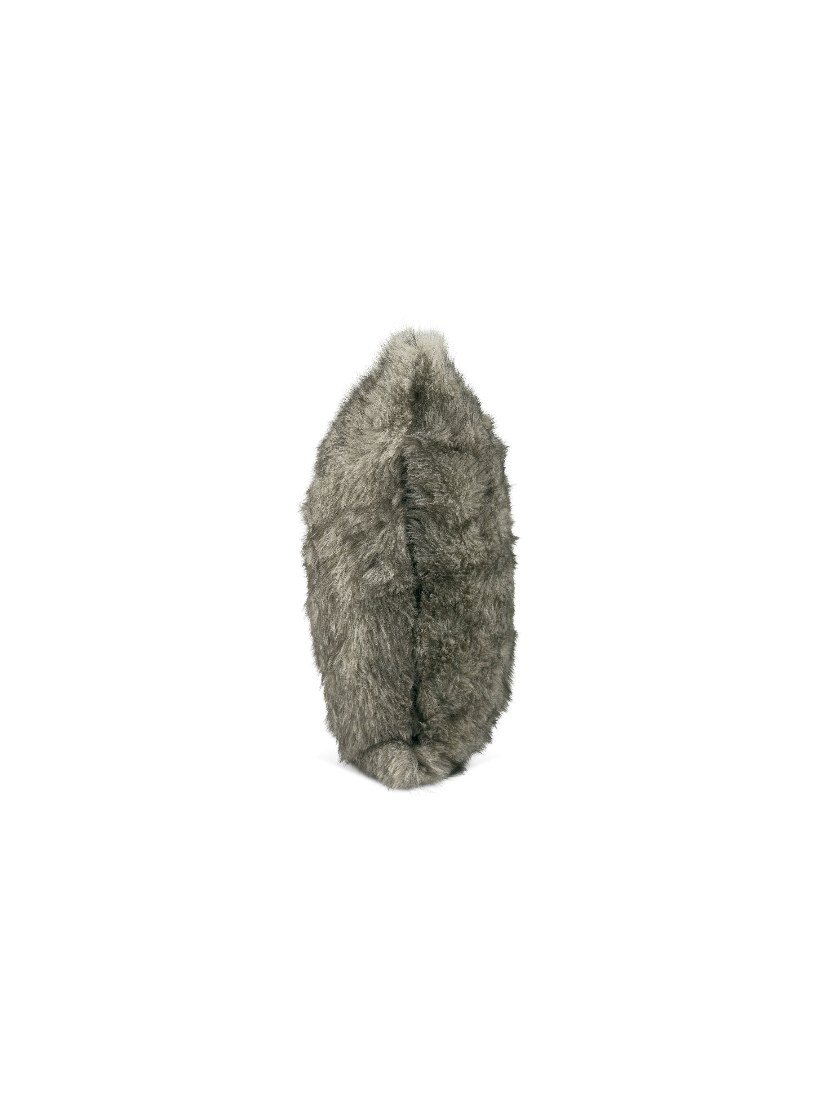 Set of 2 Lux Fur Tip Dye Ash Square Cushions 45x45cm - side angle