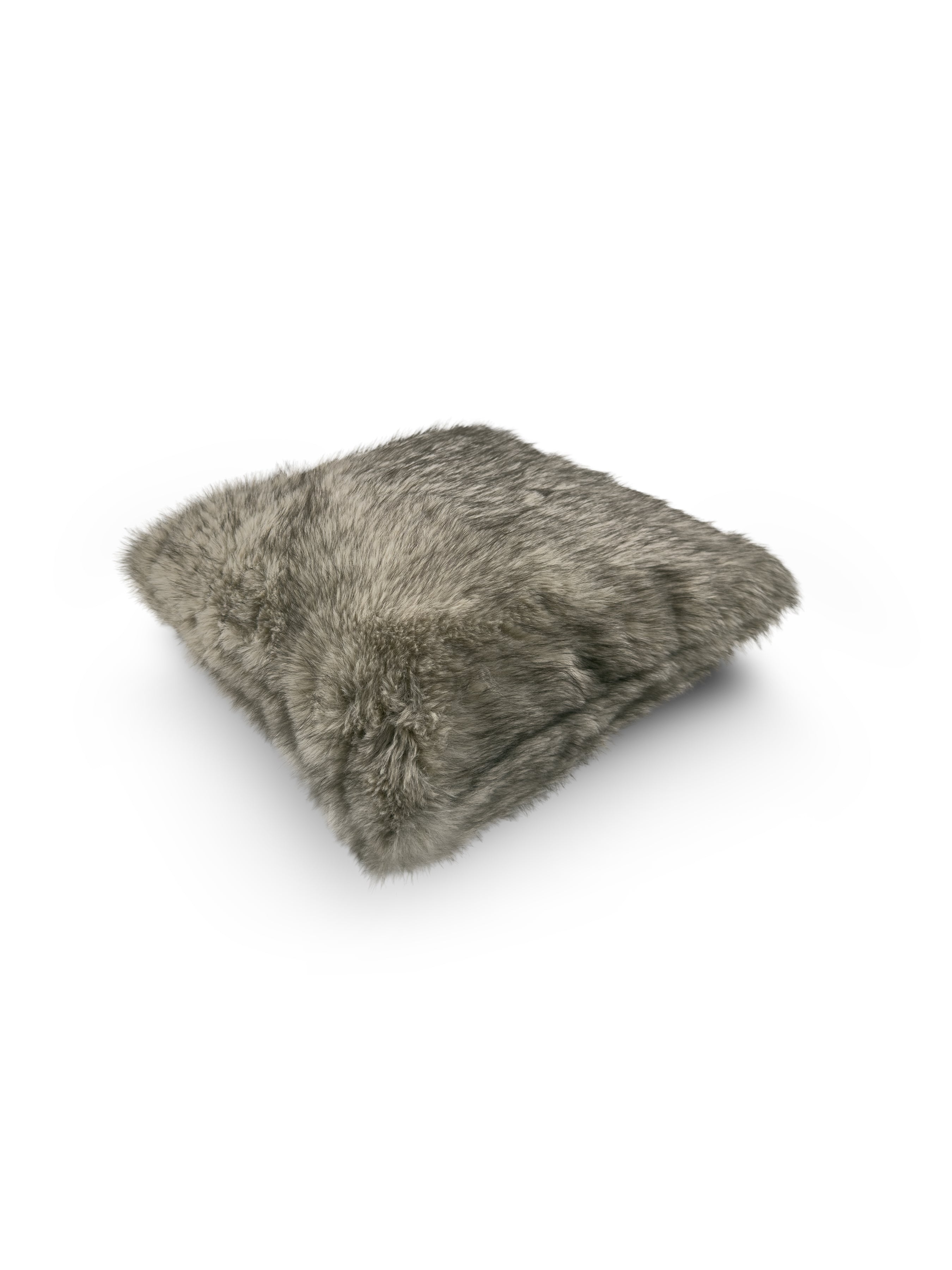 Set of 2 Lux Fur Tip Dye Ash Square Cushions 45x45cm - topside angle