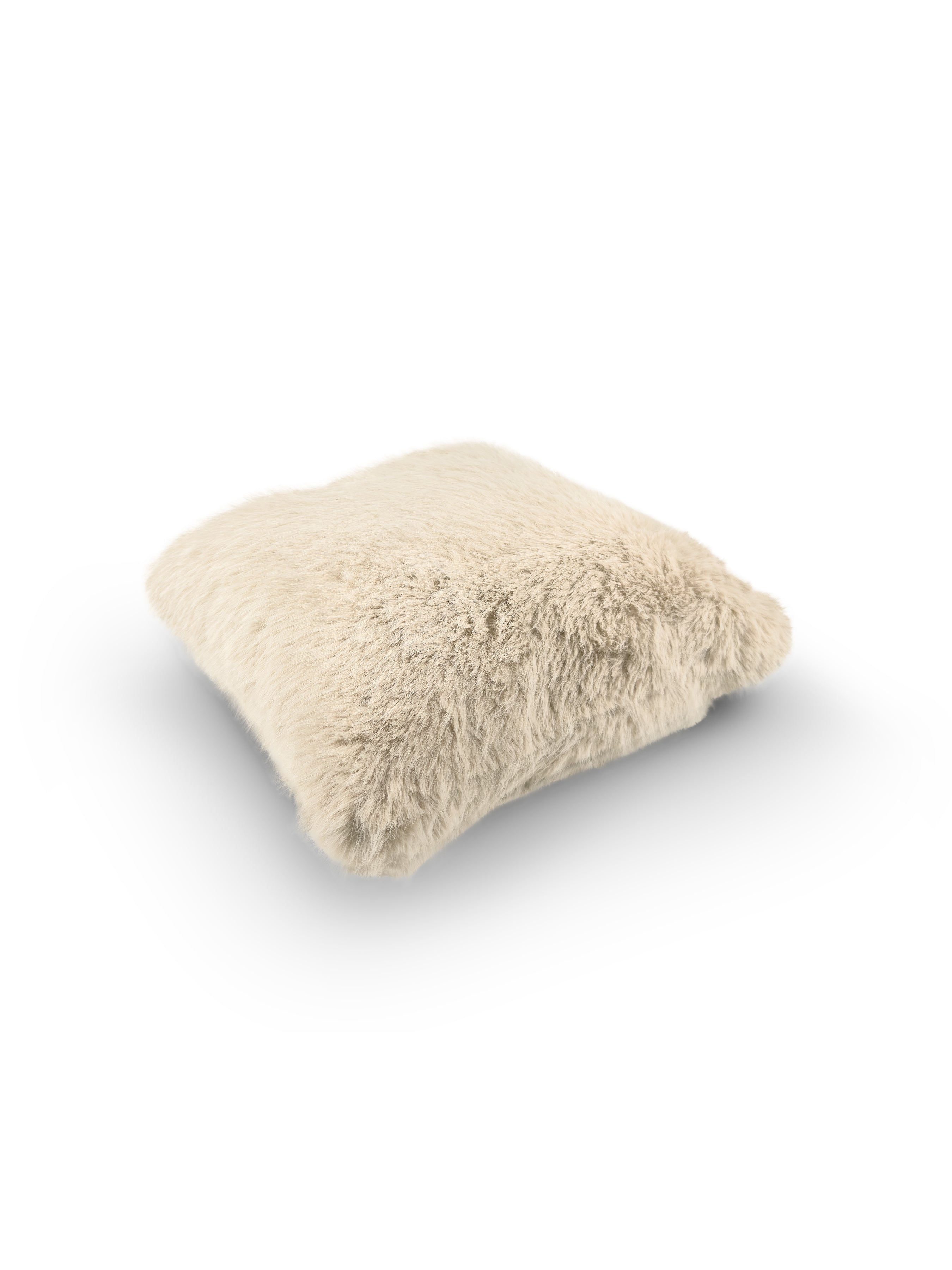 Set of 2 Lux Fur Ivory Square Cushions 45x45cm - topside angle