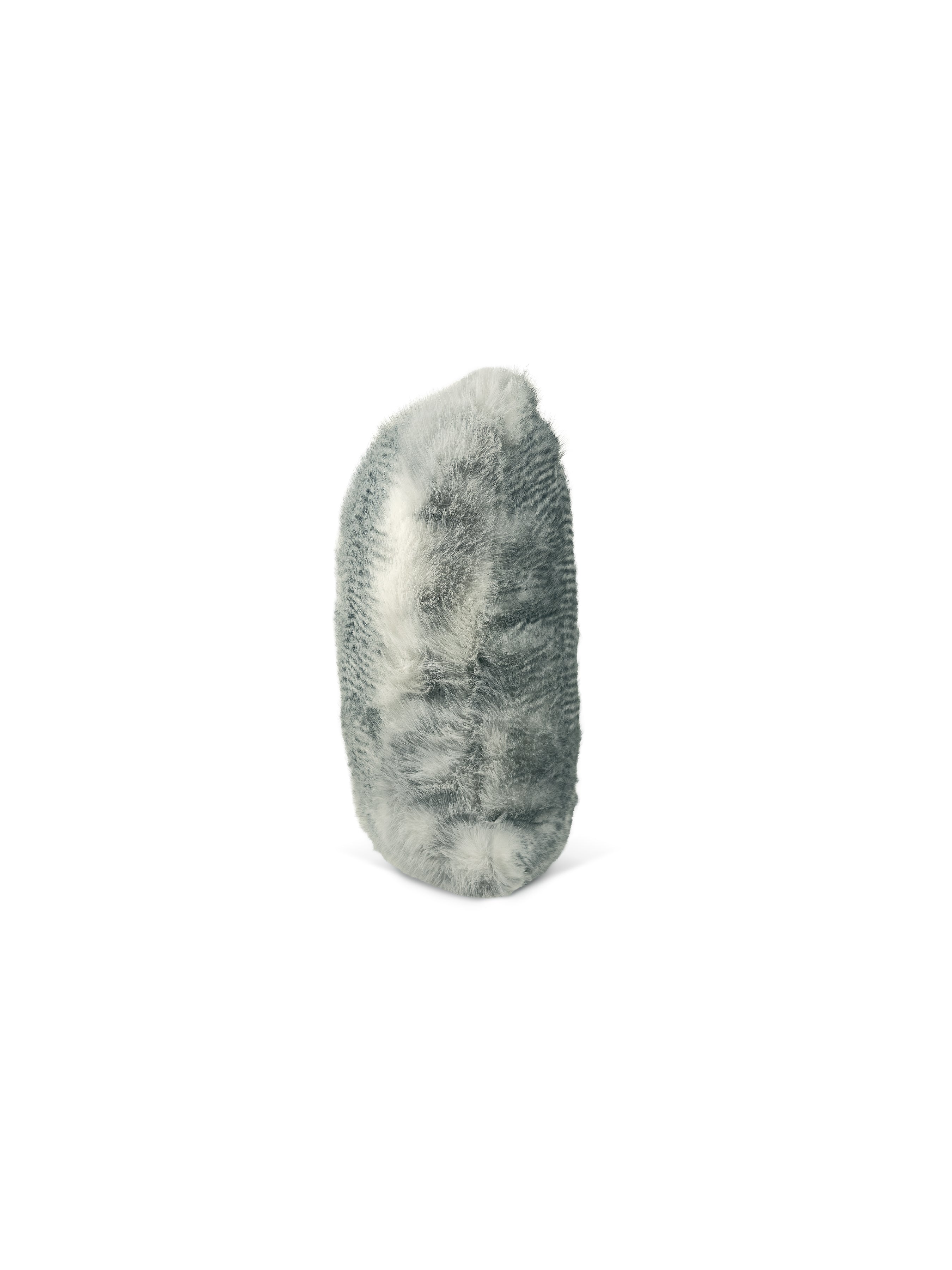 Set of 2 Fur Arctic Ice Square Cushions 45x45cm - side angle