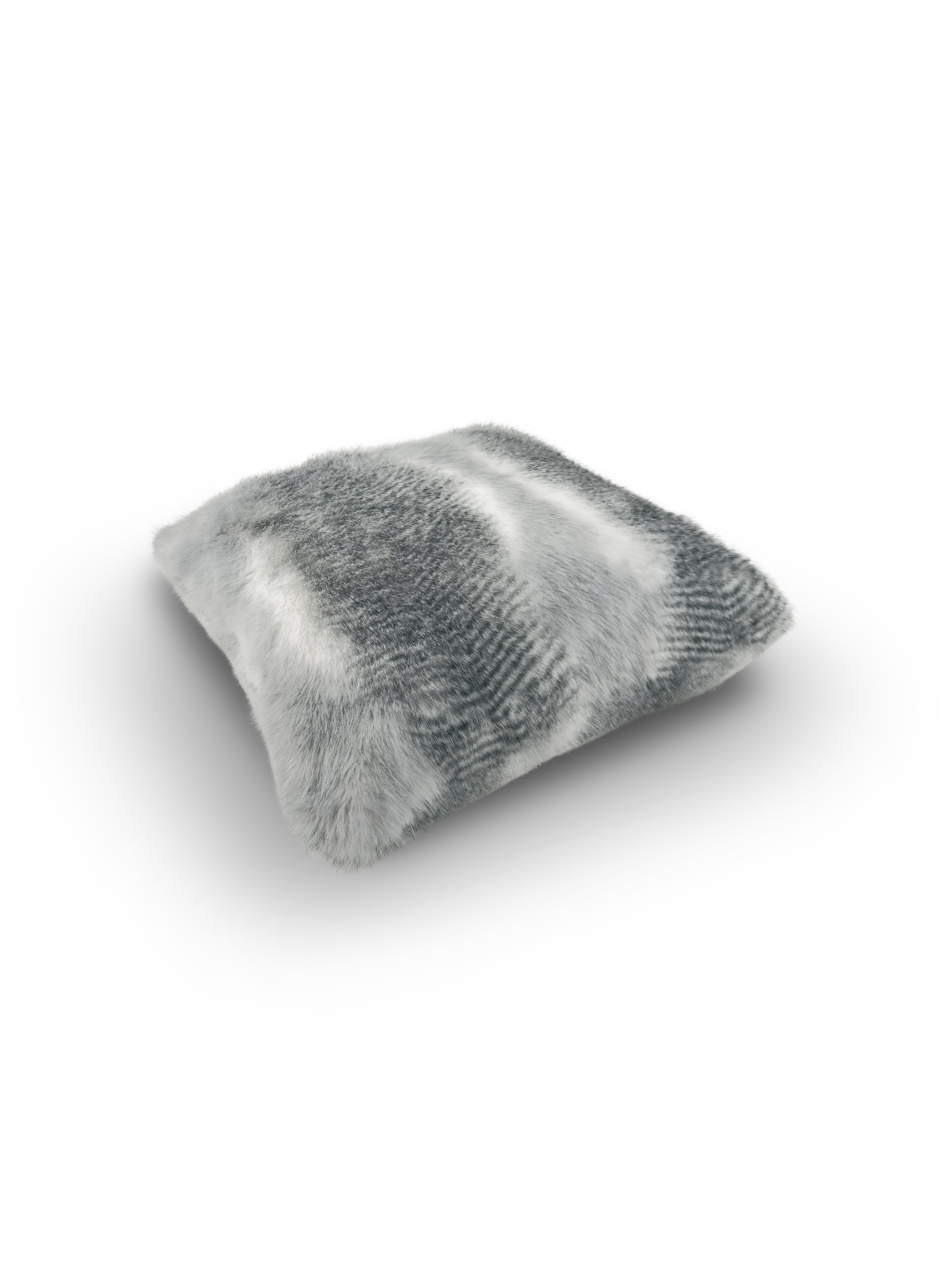 Set of 2 Fur Arctic Ice Square Cushions 45x45cm - topside angle