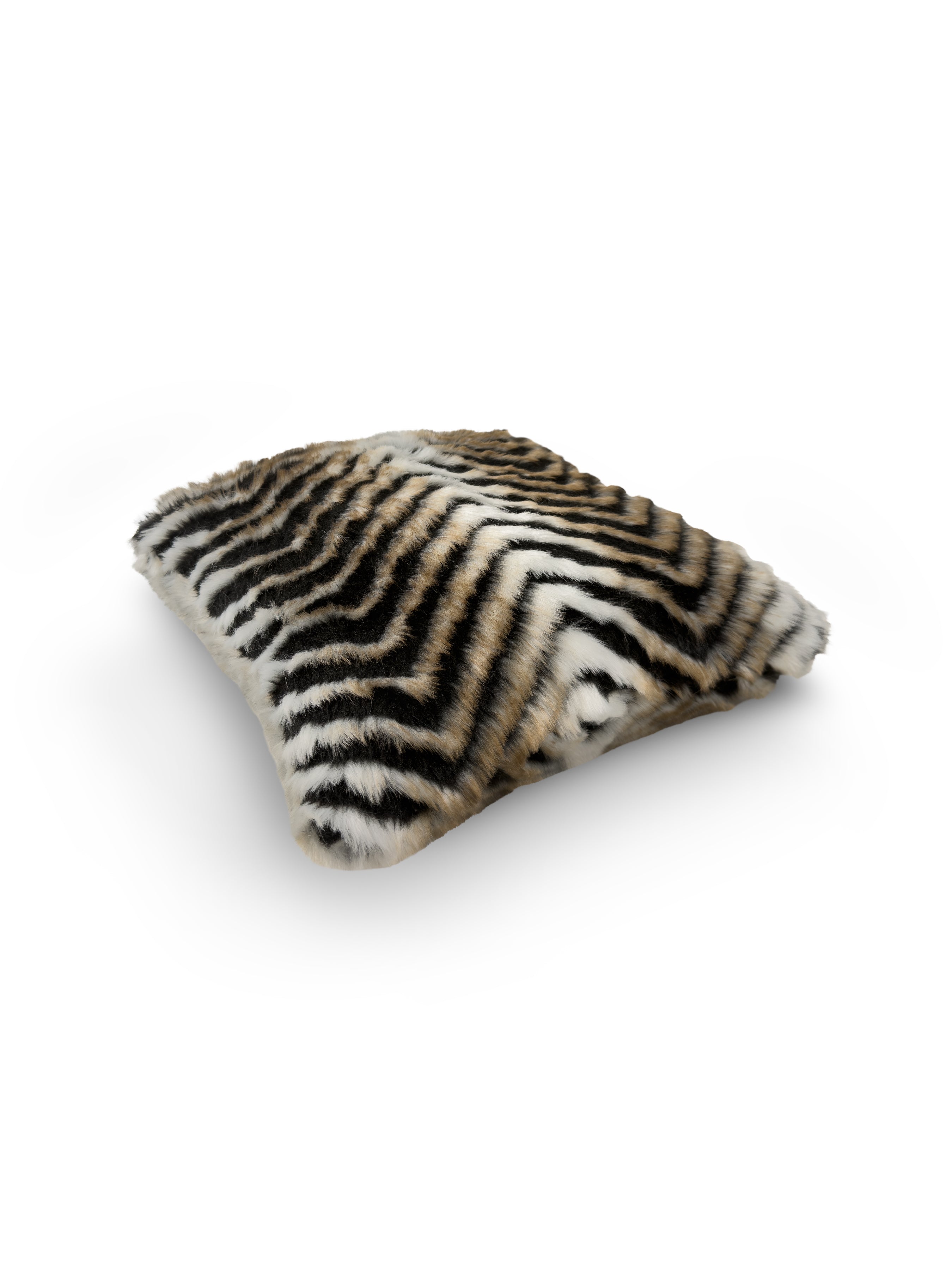 Set of 2 Fur Chevron Square Cushions 45x45cm - topside angle