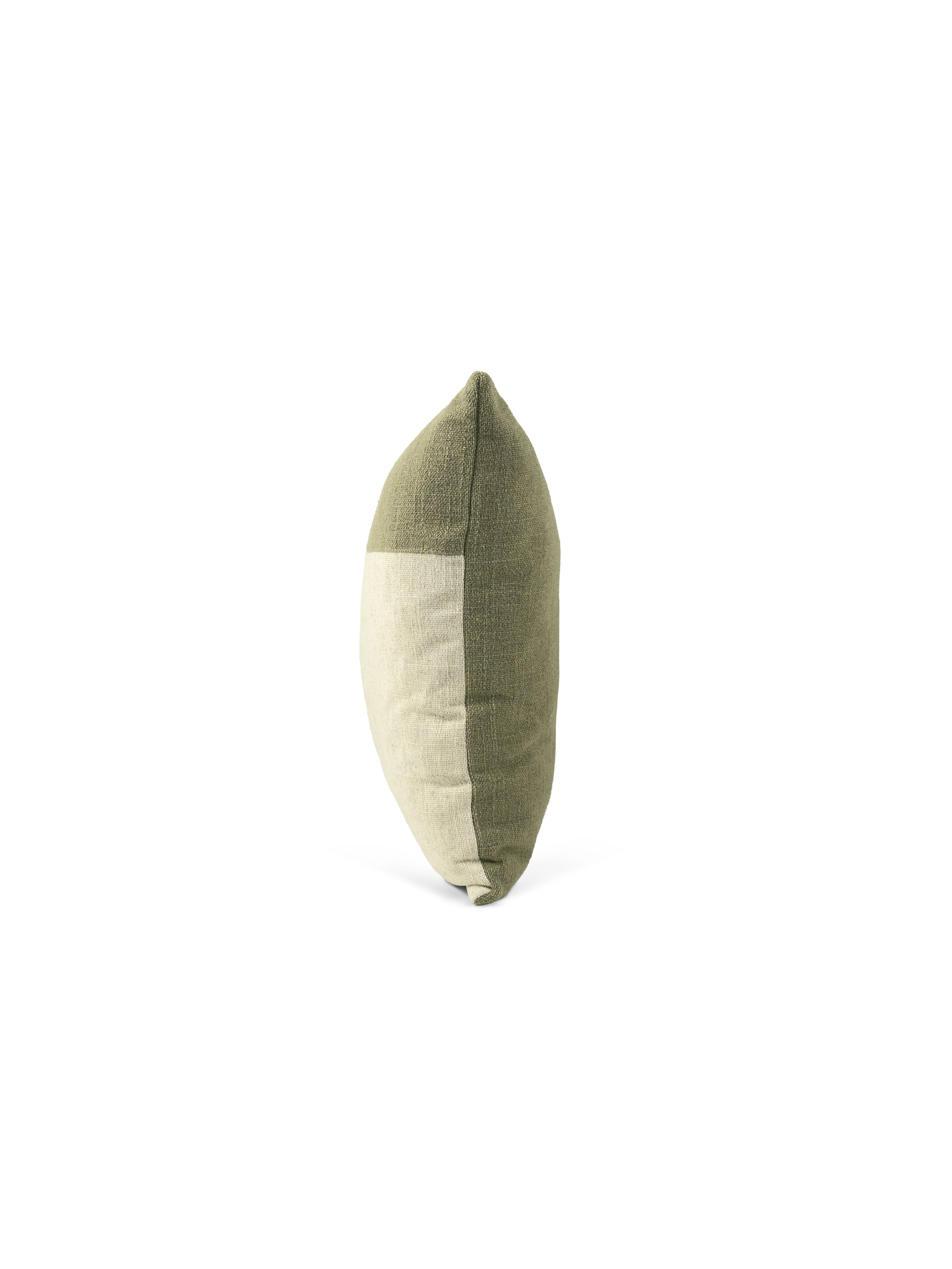 Set of 2 Panel Patch Natural Square Cushions 43x43cm - side angle