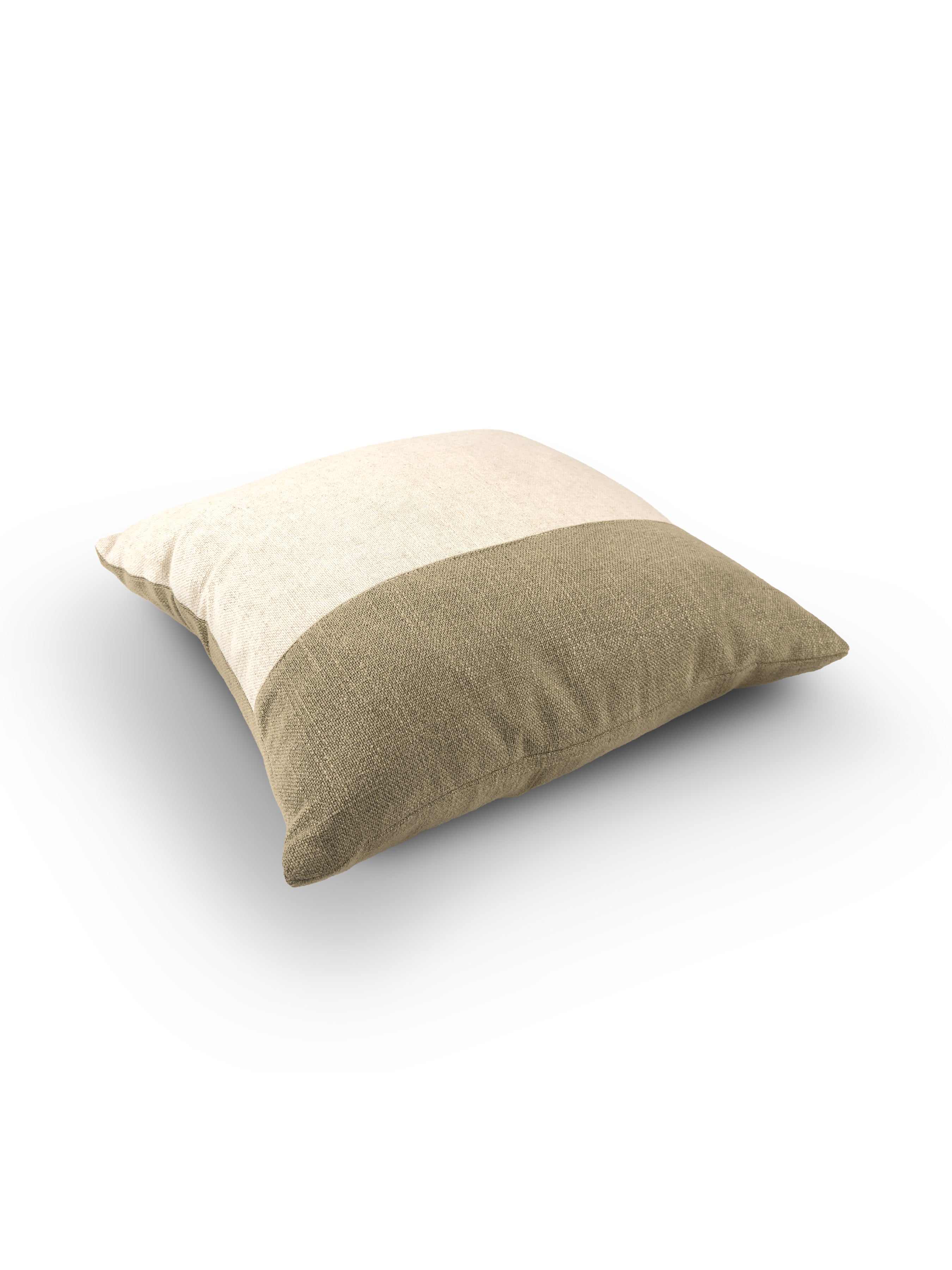 Set of 2 Panel Patch Natural Square Cushions 43x43cm - topside angle