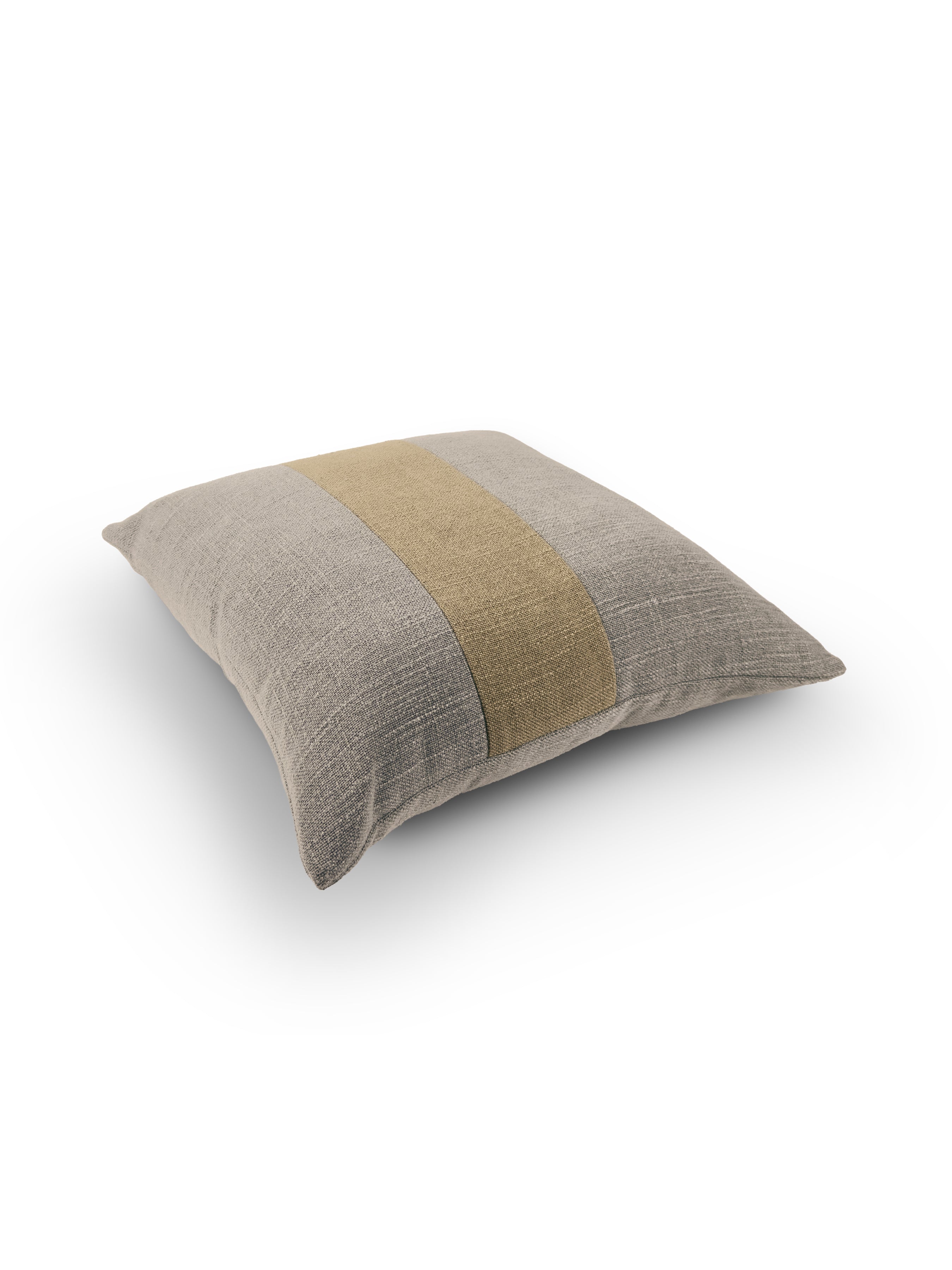 Set of 2 Panel Patch Grey Square Cushions 43x43cm - topside angle