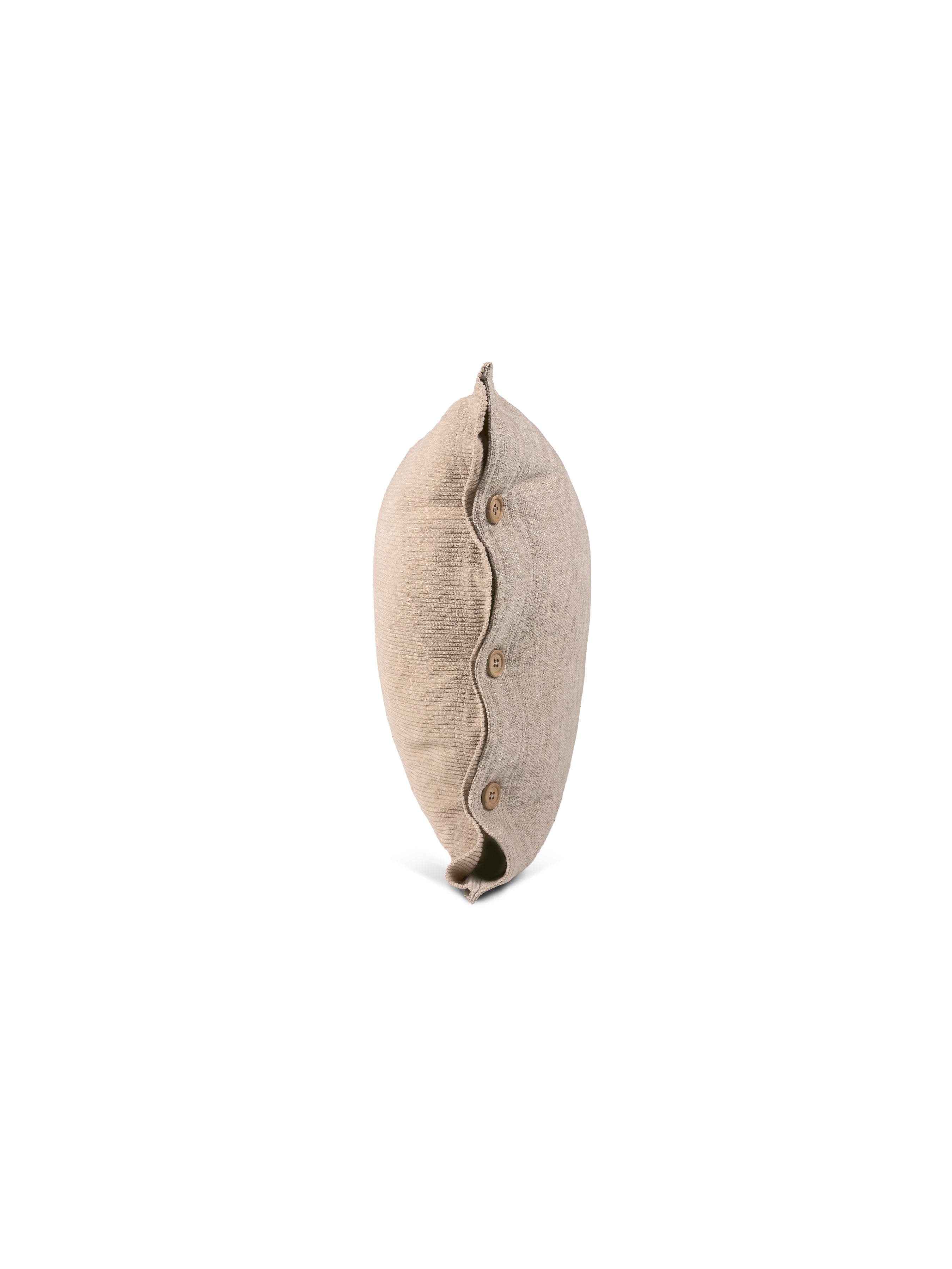 Set of 2 Classic Button Edge Natural Square Cushions 43x43cm - side angle