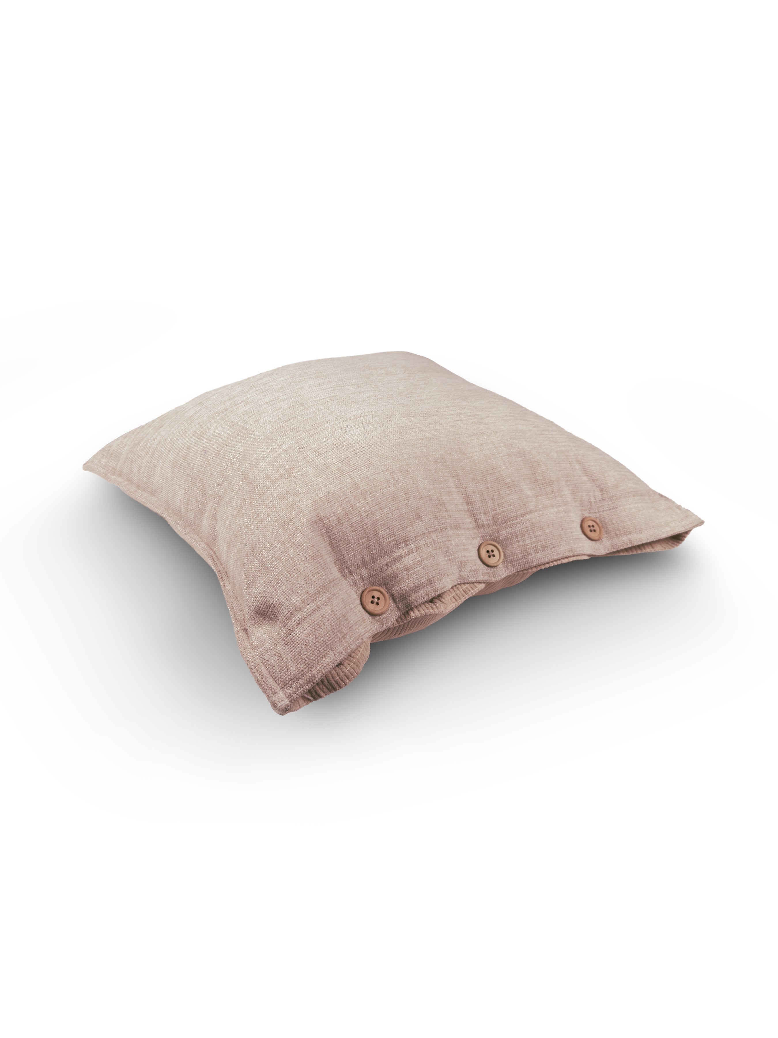 Set of 2 Classic Button Edge Natural Square Cushions 43x43cm - topside angle