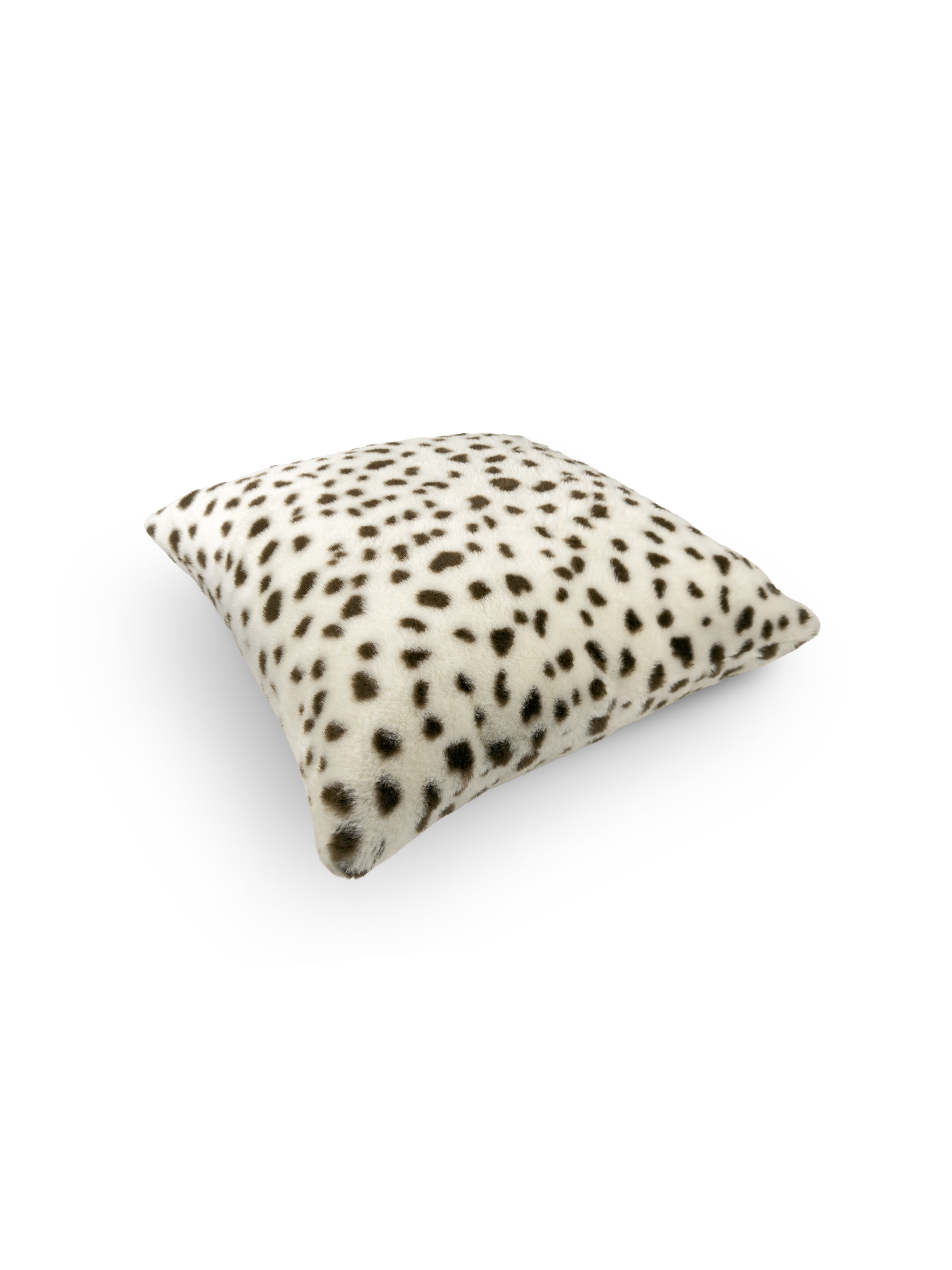 Set of 2 Fur Snow Leopard Square Cushions 50x50cm - topside angle