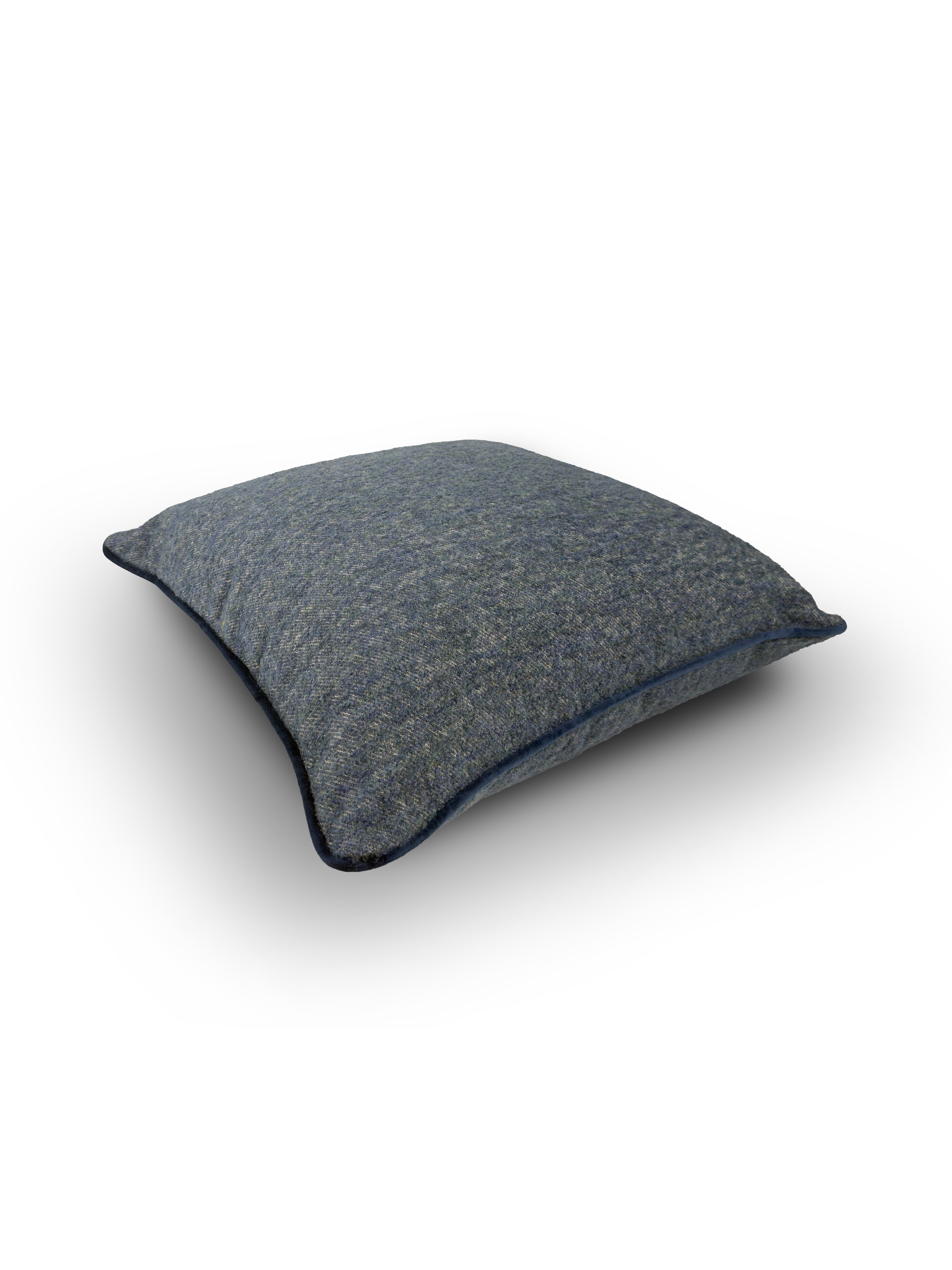 Set of 2 Wool Touch Denim Square Cushions 50x50cm - topside angle
