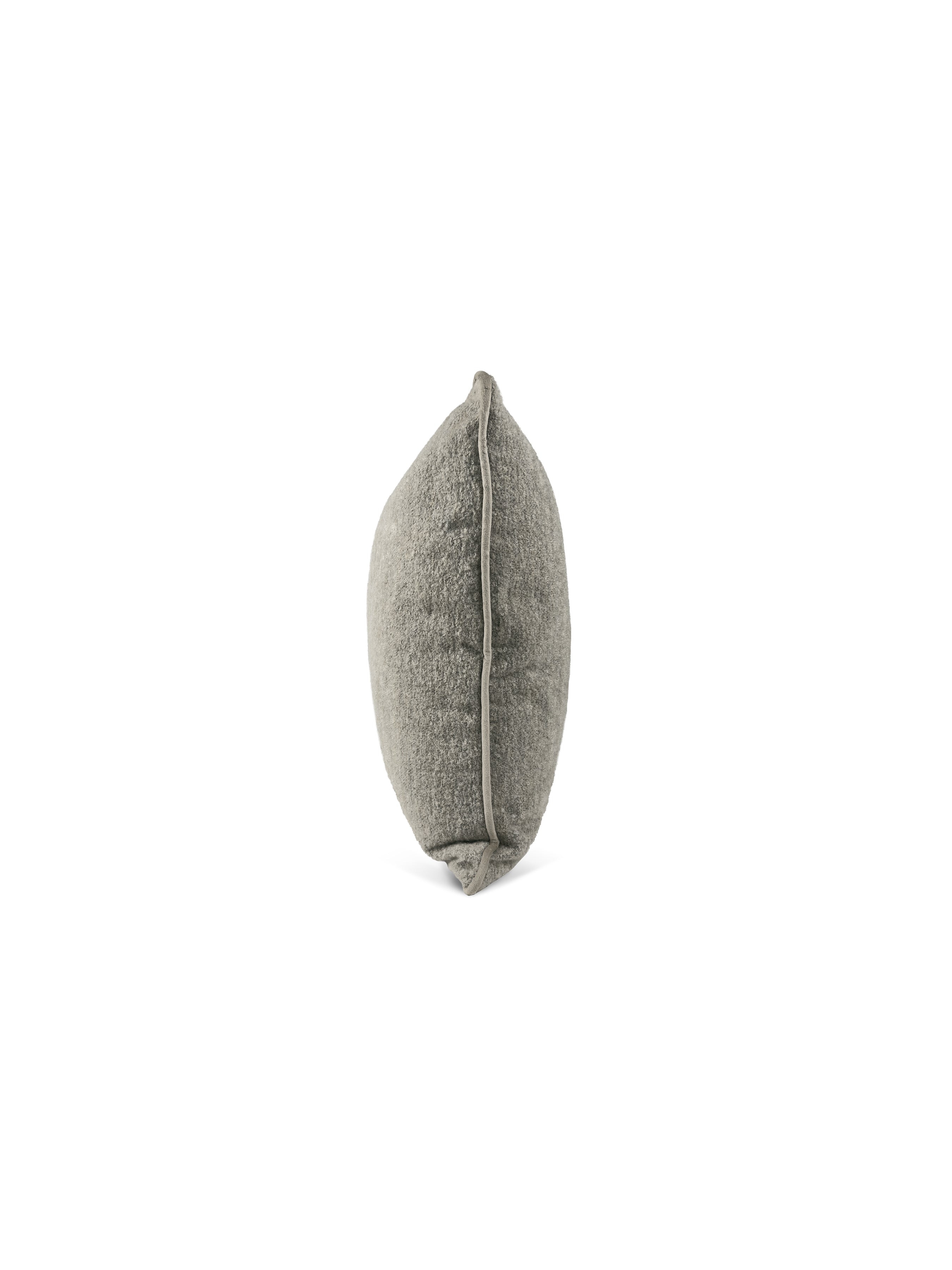 Set of 2 Wool Touch Oatmeal Square Cushions 50x50cm - side angle