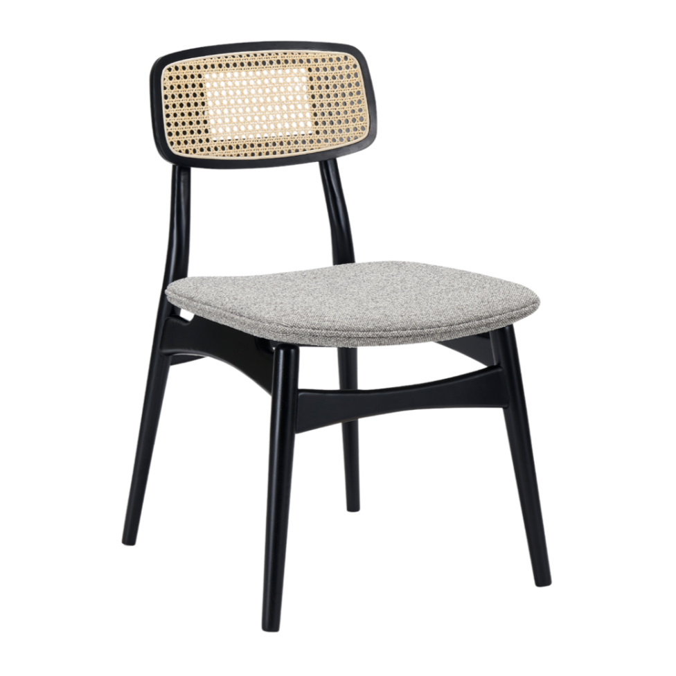 Set of 2 Elder Natural Rattan & Black Dining Chair