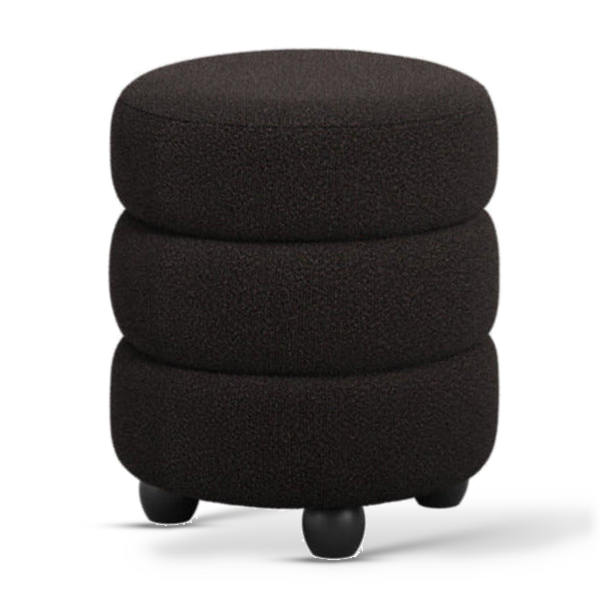 Emi Black Boucle Layered Pouffe