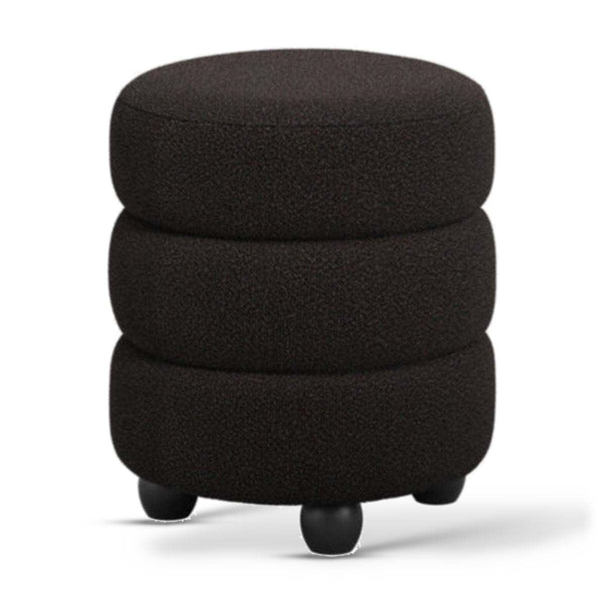 Emi Black Boucle Layered Pouffe
