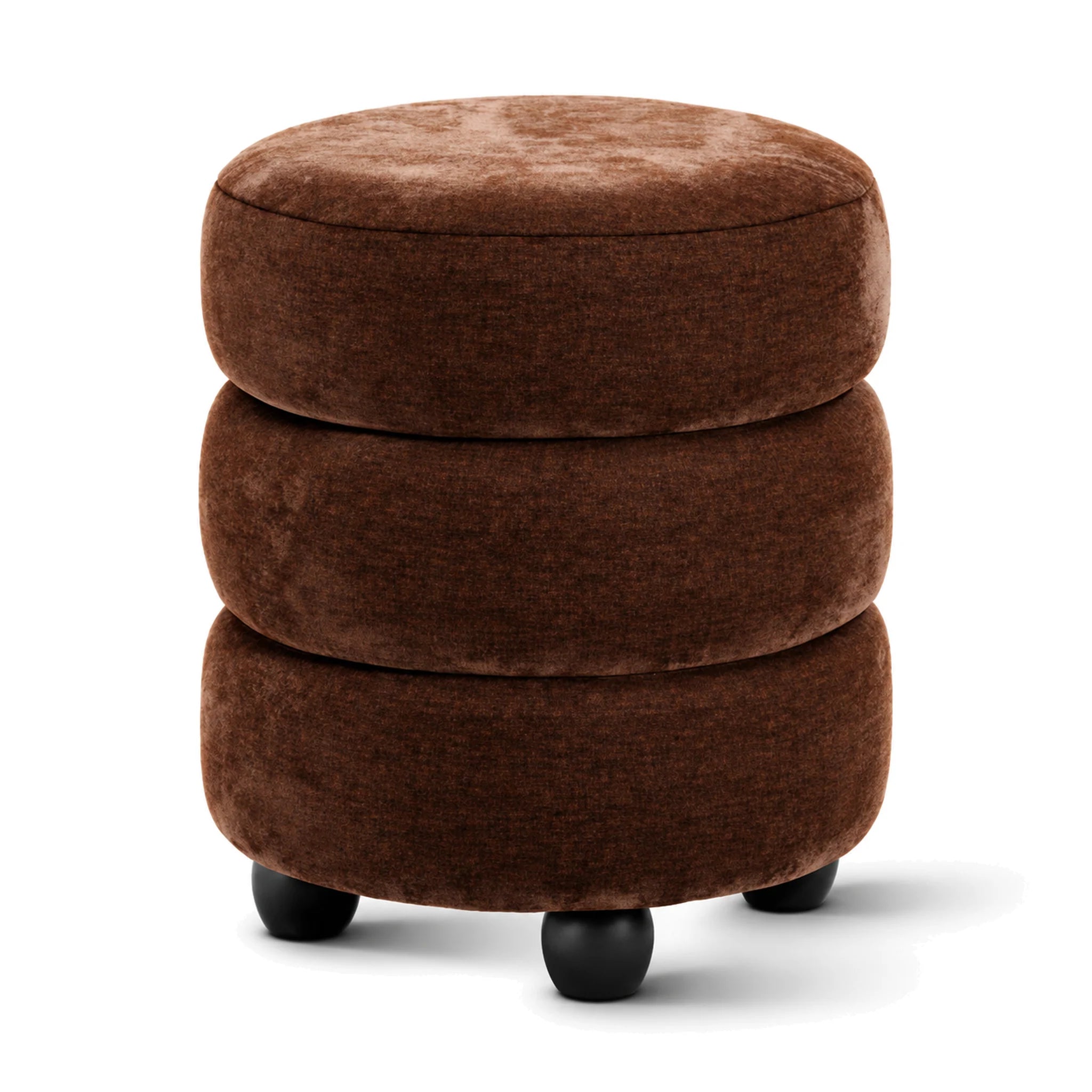 Emi Brandy Brown Chenille Pouffe