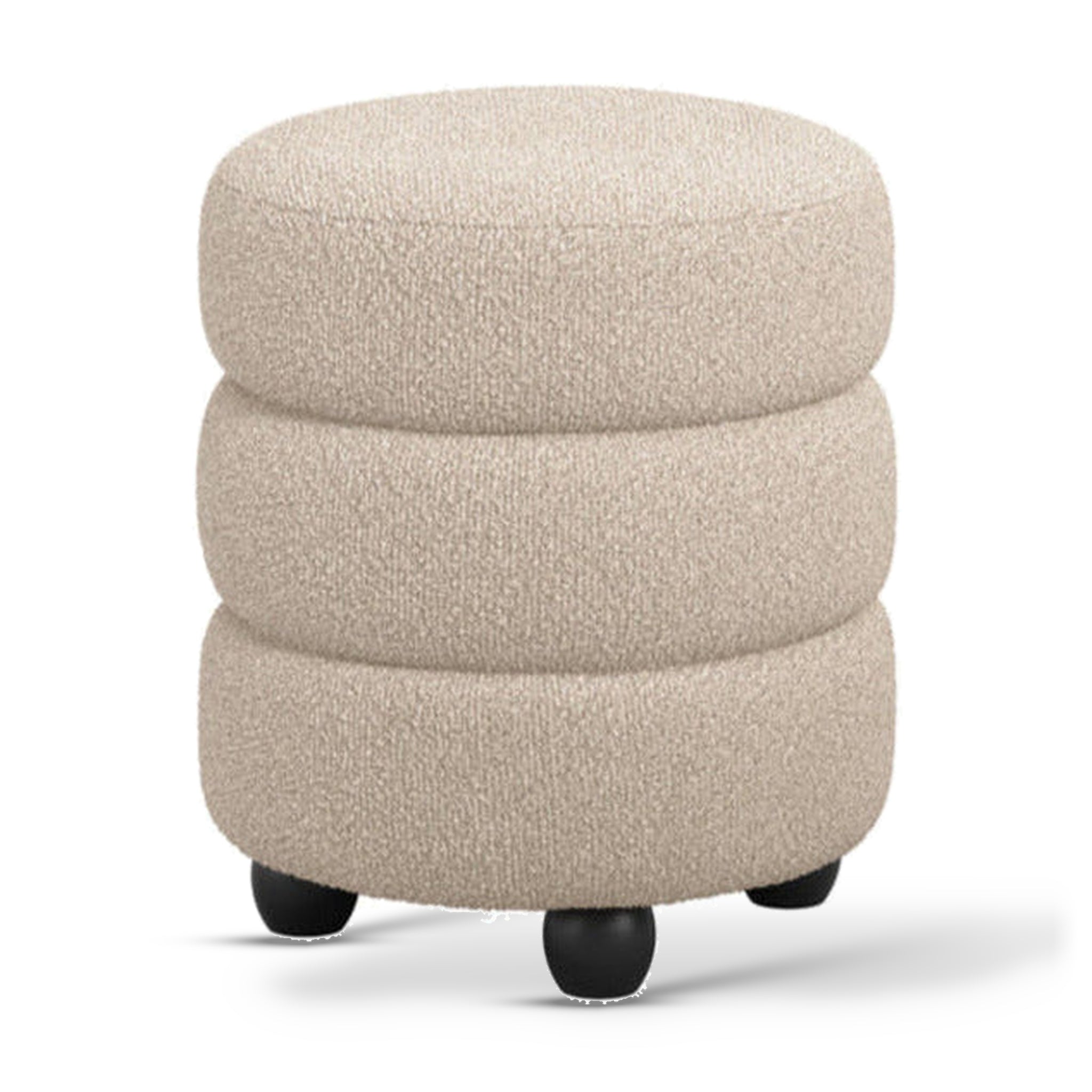 Emi Buff Cream Boucle Layered Pouffe