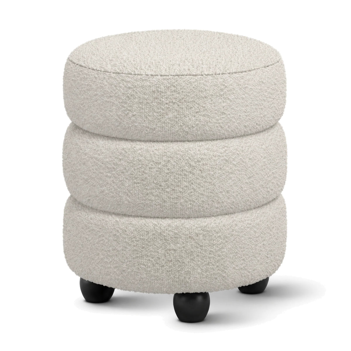 Emi Ivory White Boucle Pouffe