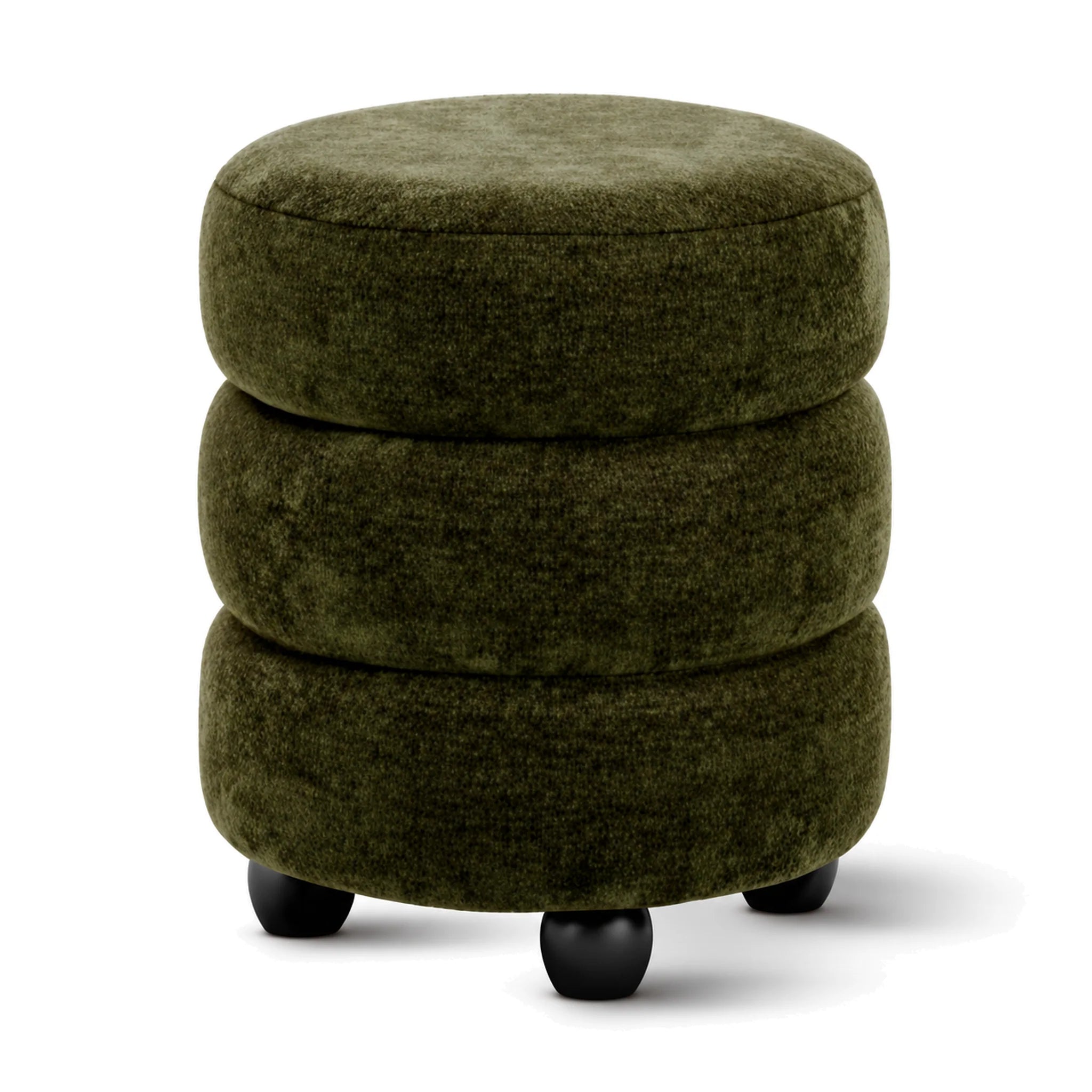 Emi Olive Green Chenille Pouffe
