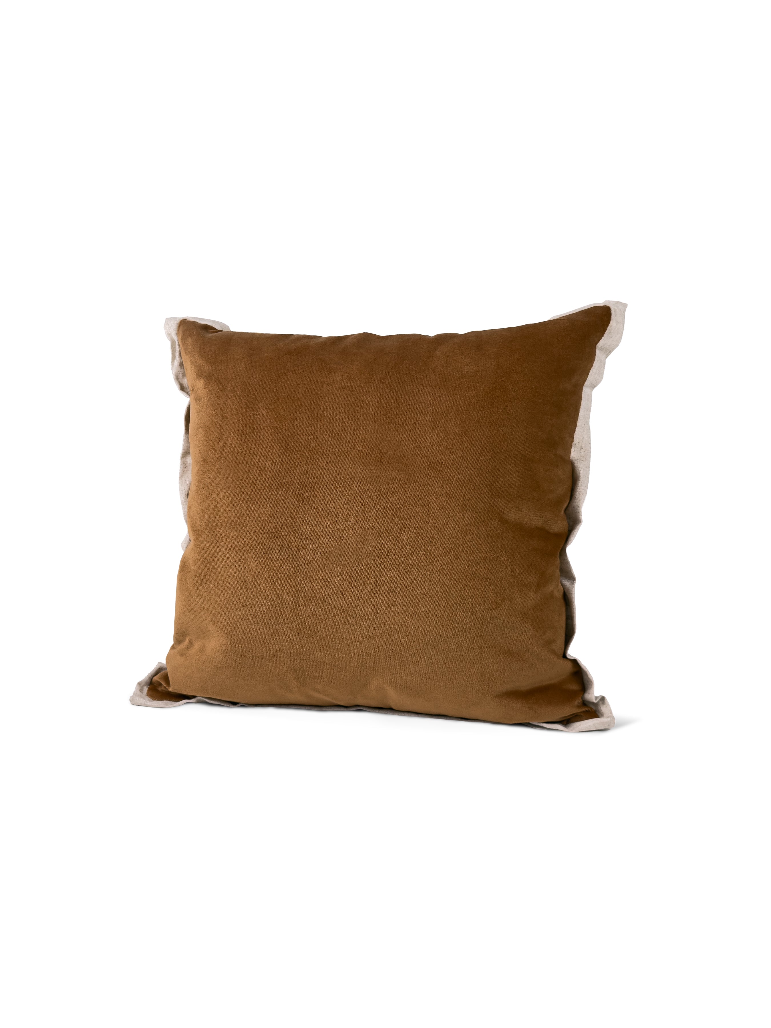 Set of 2 Extreme Lounging Linen Fringed Cotton Velvet Mandarin Cushions 45 x 45cm - individual cushion front view