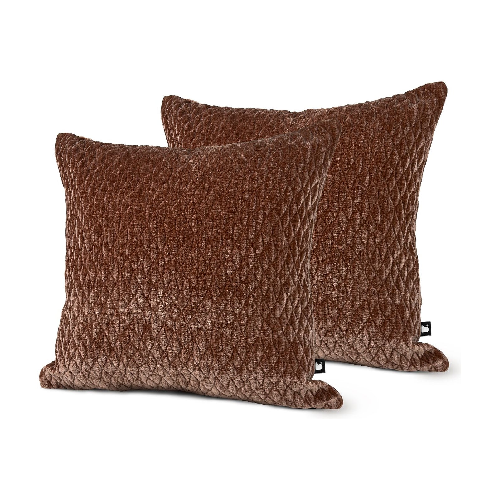 Set of 2 Quilted Chenille Blush Square Cushions 45x45cm - twin pack