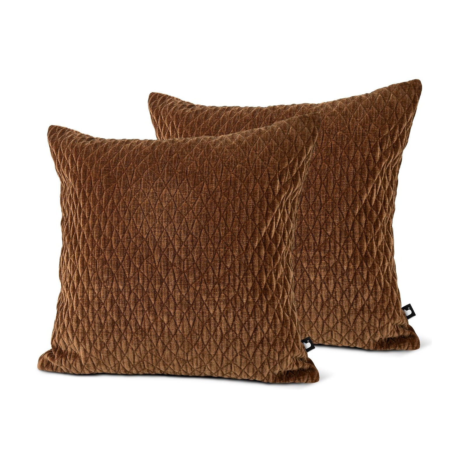 Set of 2 Quilted Chenille Burnt Orange Square Cushions 45x45cm - twin pack