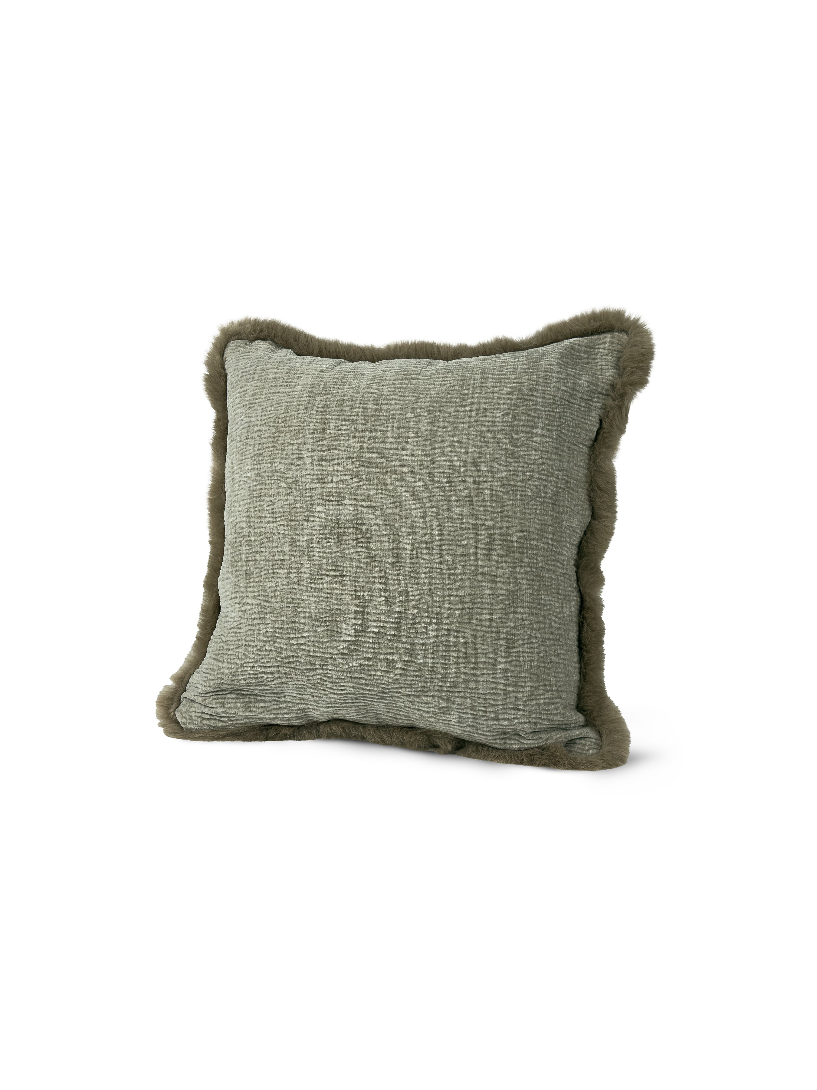 Set of 2 Extreme Lounging Fur Fringed Chenille Pebble Cushions 45 x 45cm - individual cushion front view