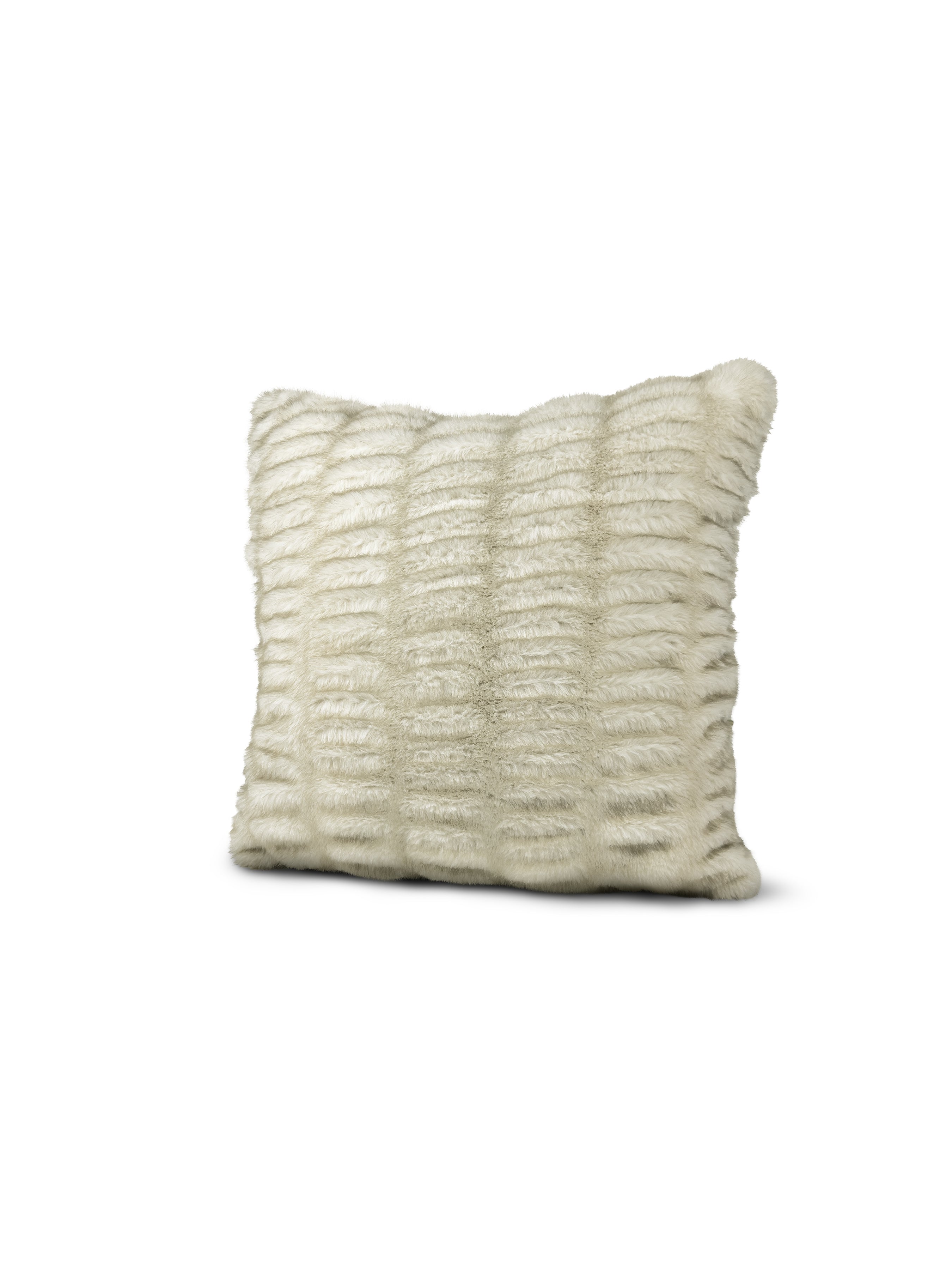 Set of 2 Extreme Lounging Fur Ridge Cream Cushions 45 x 45cm - individual cushion front view