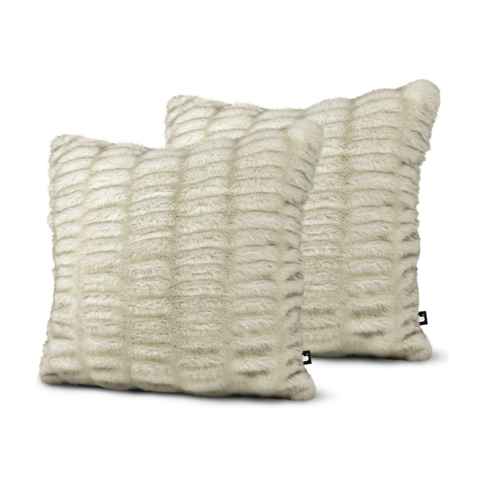 Set of 2 Fur Ridge Cream Square Cushions 45x45cm - twin pack