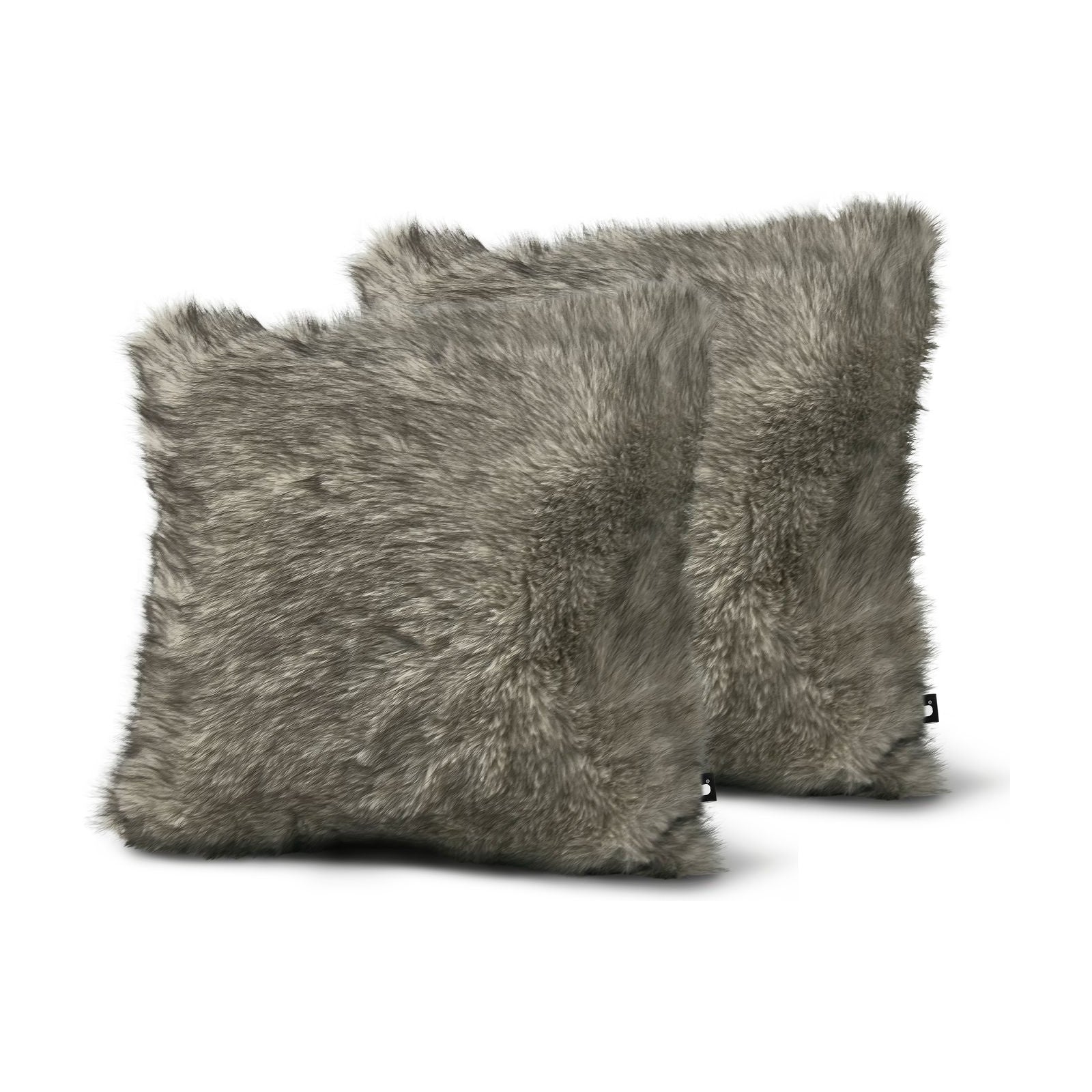 Set of 2 Lux Fur Tip Dye Ash Square Cushions 45x45cm - twin pack