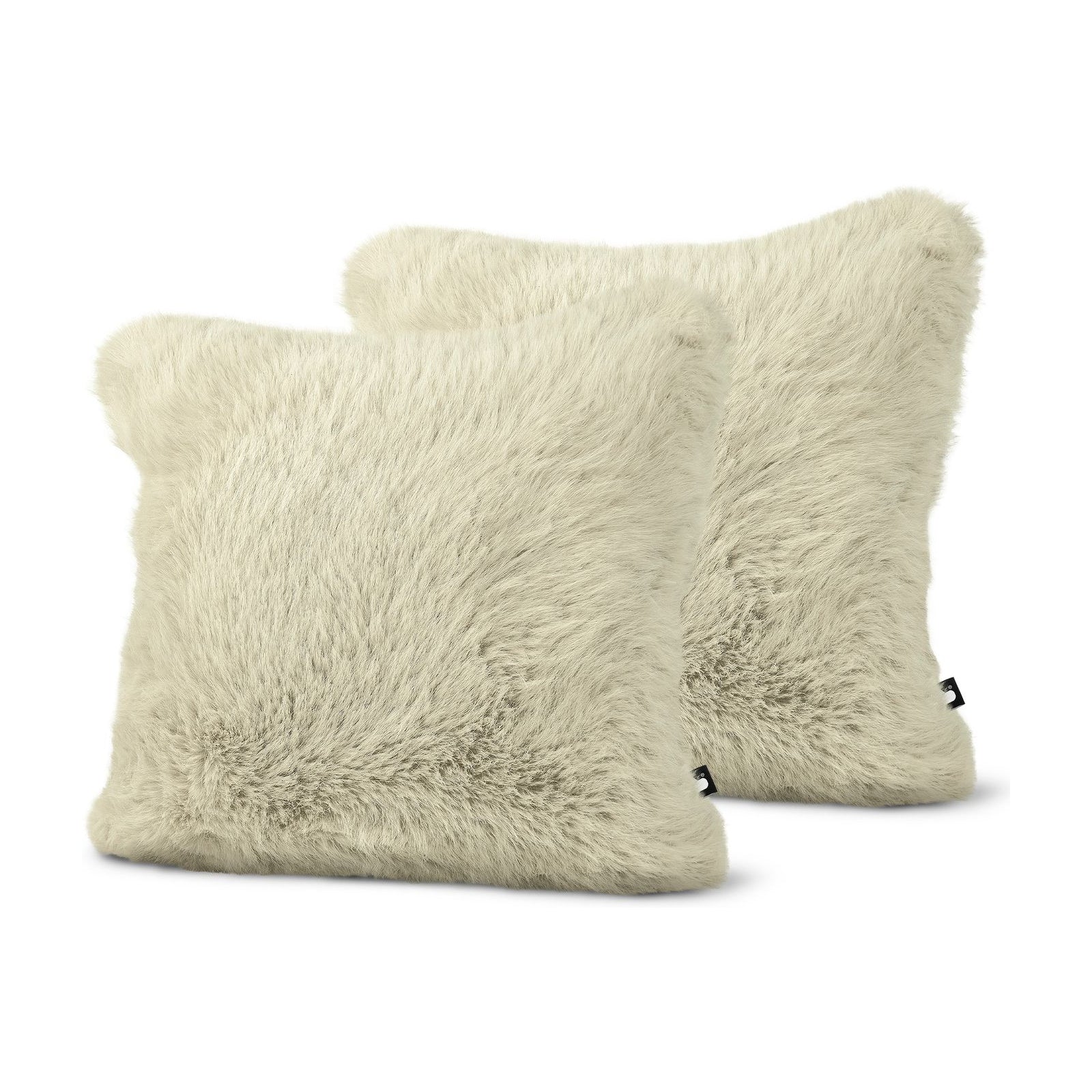 Set of 2 Lux Fur Ivory Square Cushions 45x45cm - twin pack