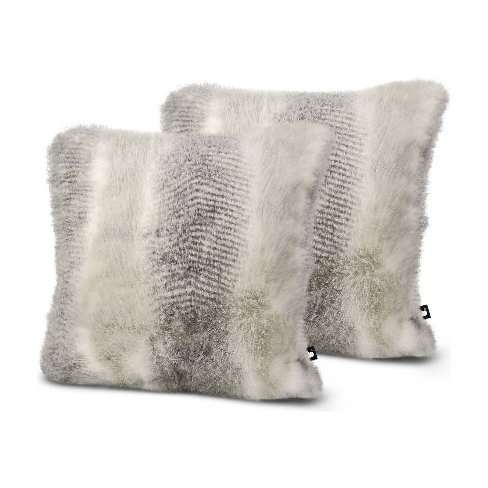 Set of 2 Fur Arctic Pearl Square Cushions 45x45cm - twin pack
