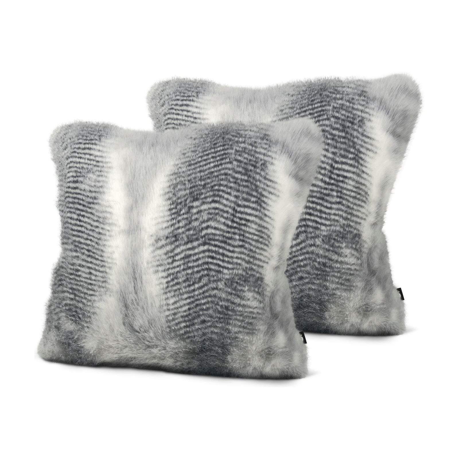 Set of 2 Fur Arctic Ice Square Cushions 45x45cm - twin pack