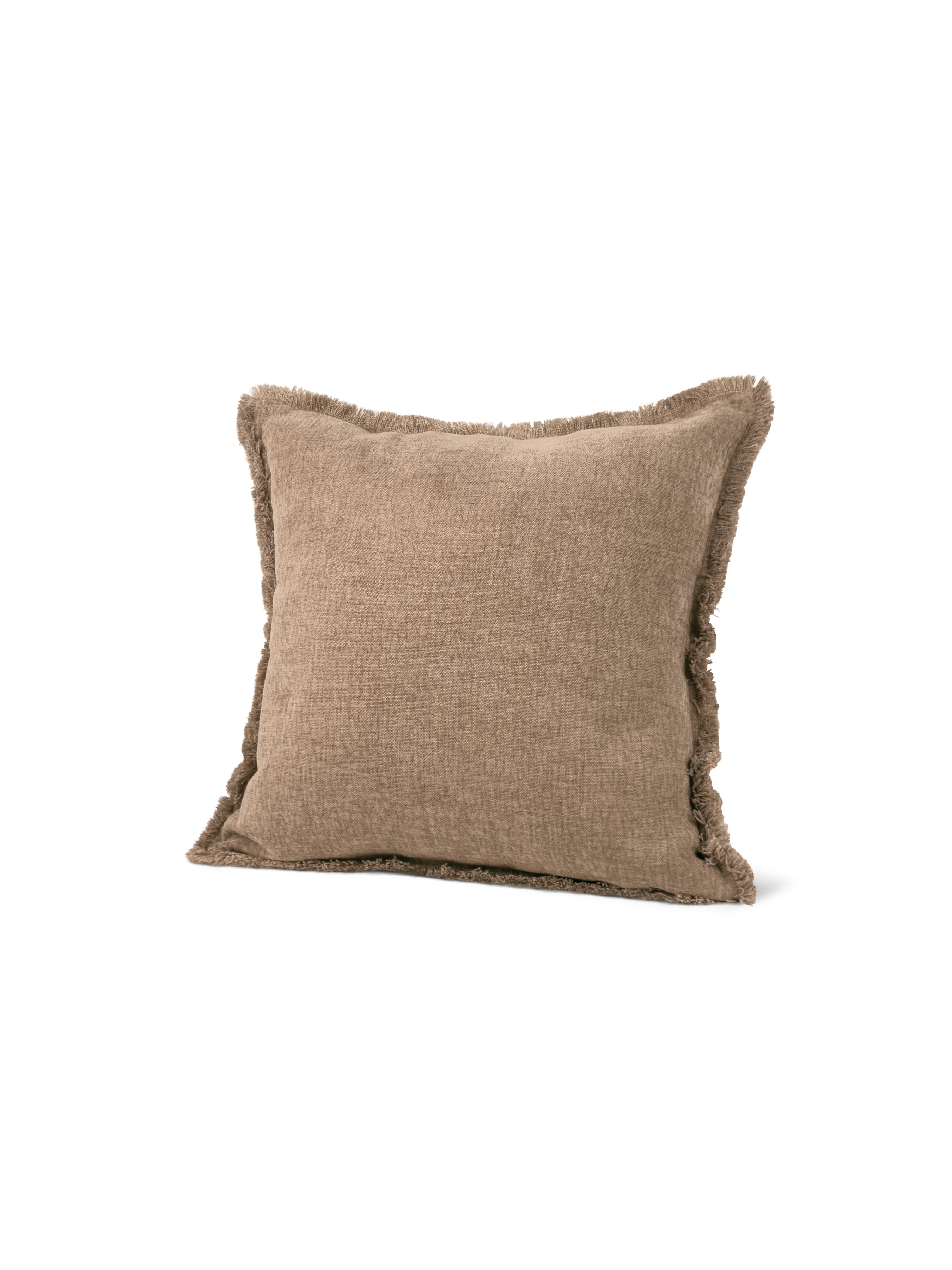 Set of 2 Extreme Lounging Fringed Linen Look Biscuit Cushions 43 x 43cm - individual cushion front view