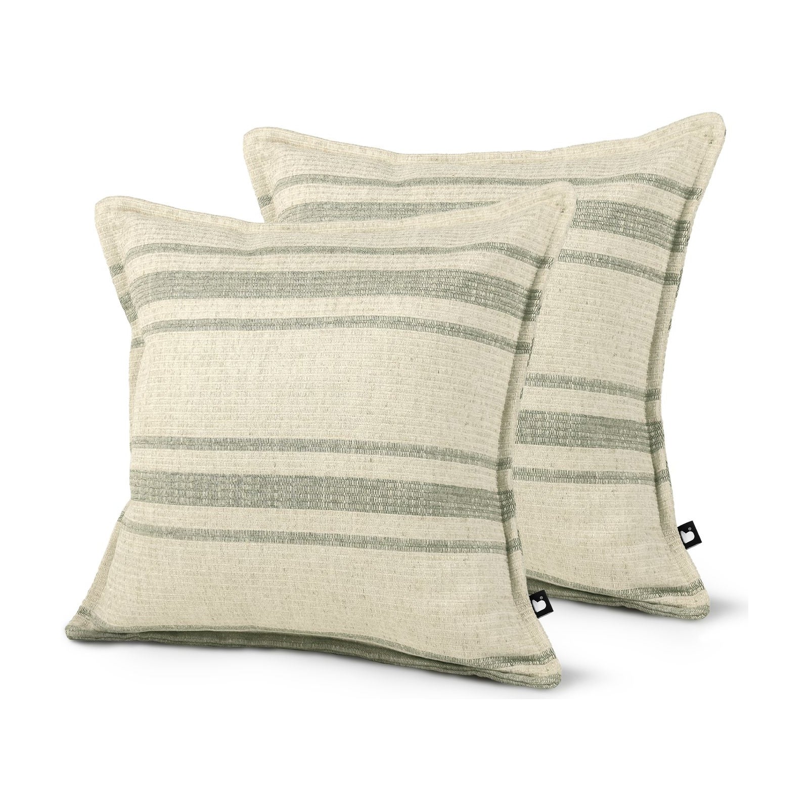 Set of 2 Harbour Stripe Green Square Cushions 43x43cm - twin pack