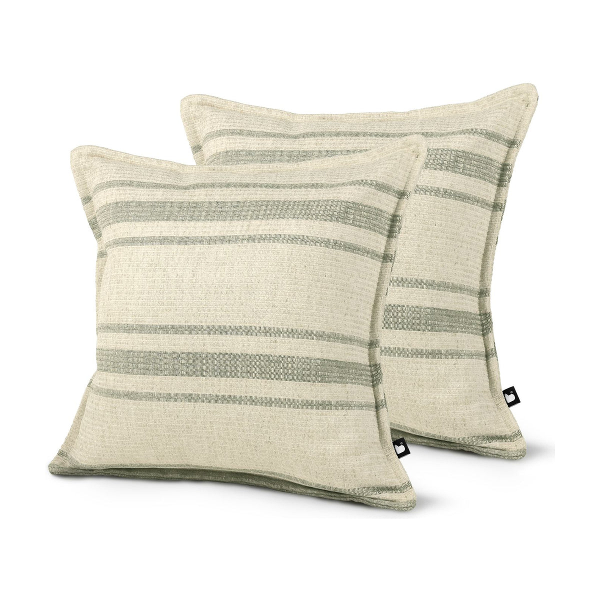Set of 2 Harbour Stripe Green Square Cushions 43x43cm - twin pack