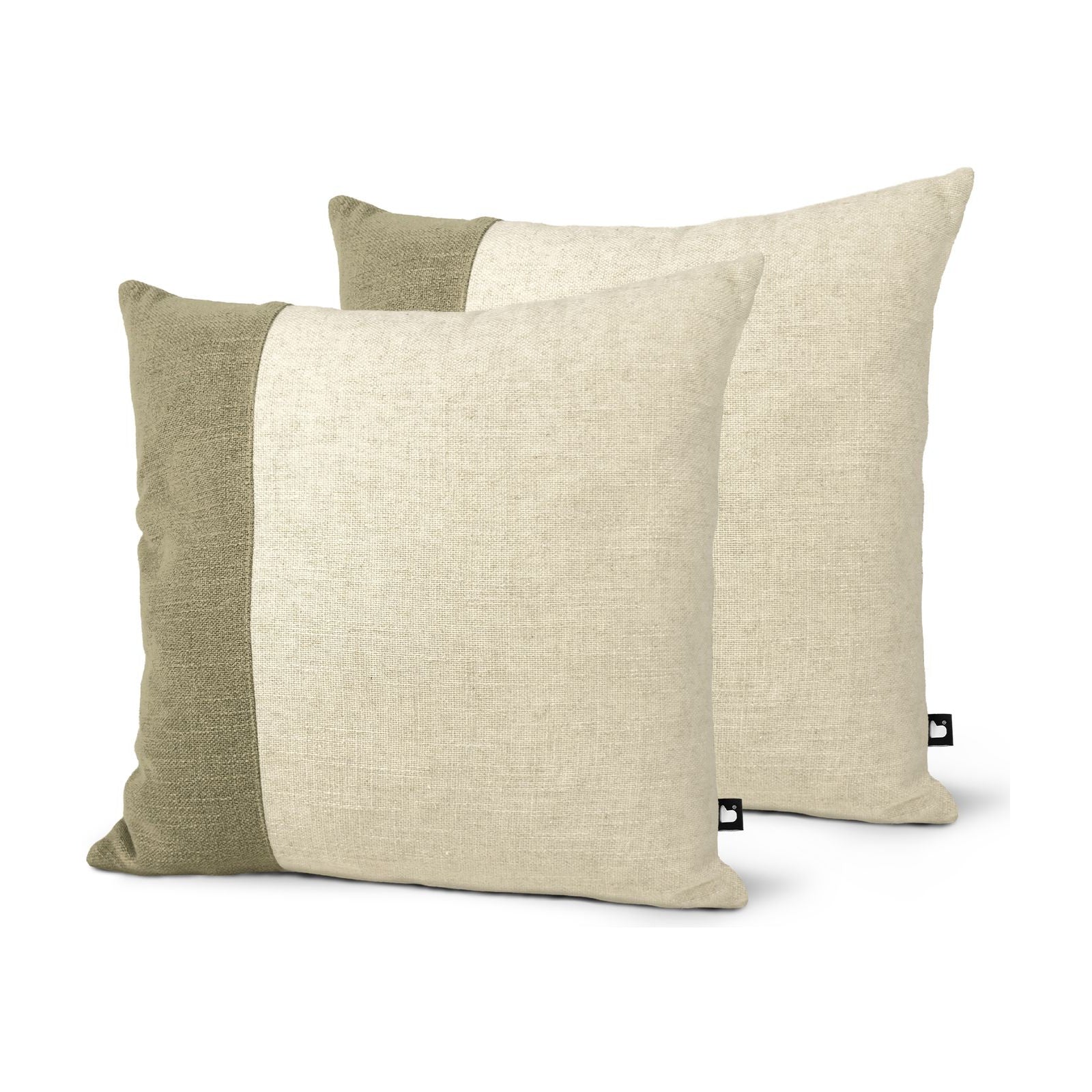 Set of 2 Panel Patch Natural Square Cushions 43x43cm - twin pack