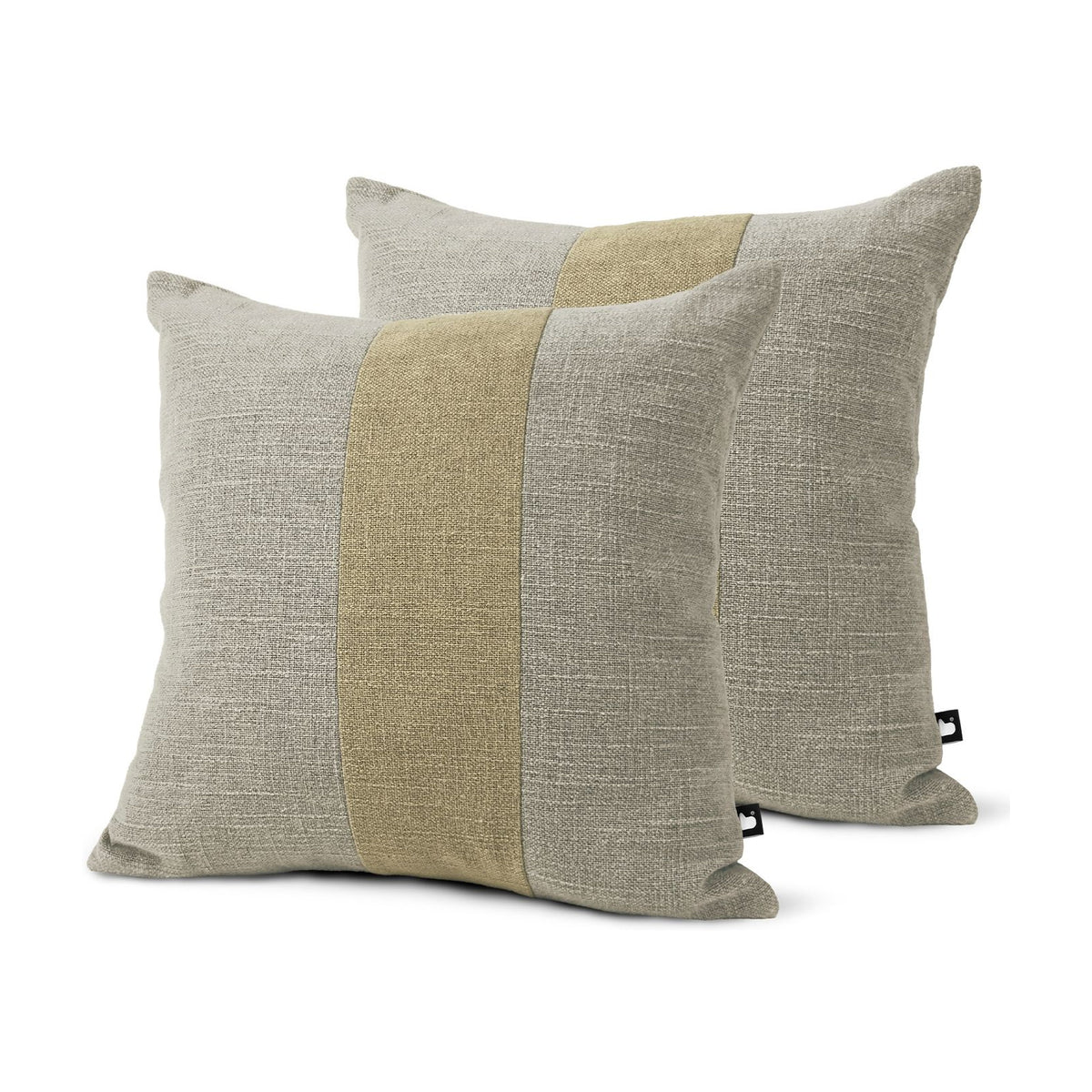 Set of 2 Panel Patch Grey Square Cushions 43x43cm - twin pack