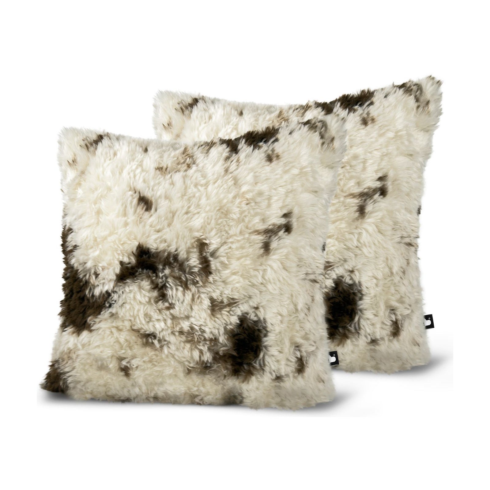 Set of 2 Fur Cow Print Square Cushions 50x50cm - twin pack