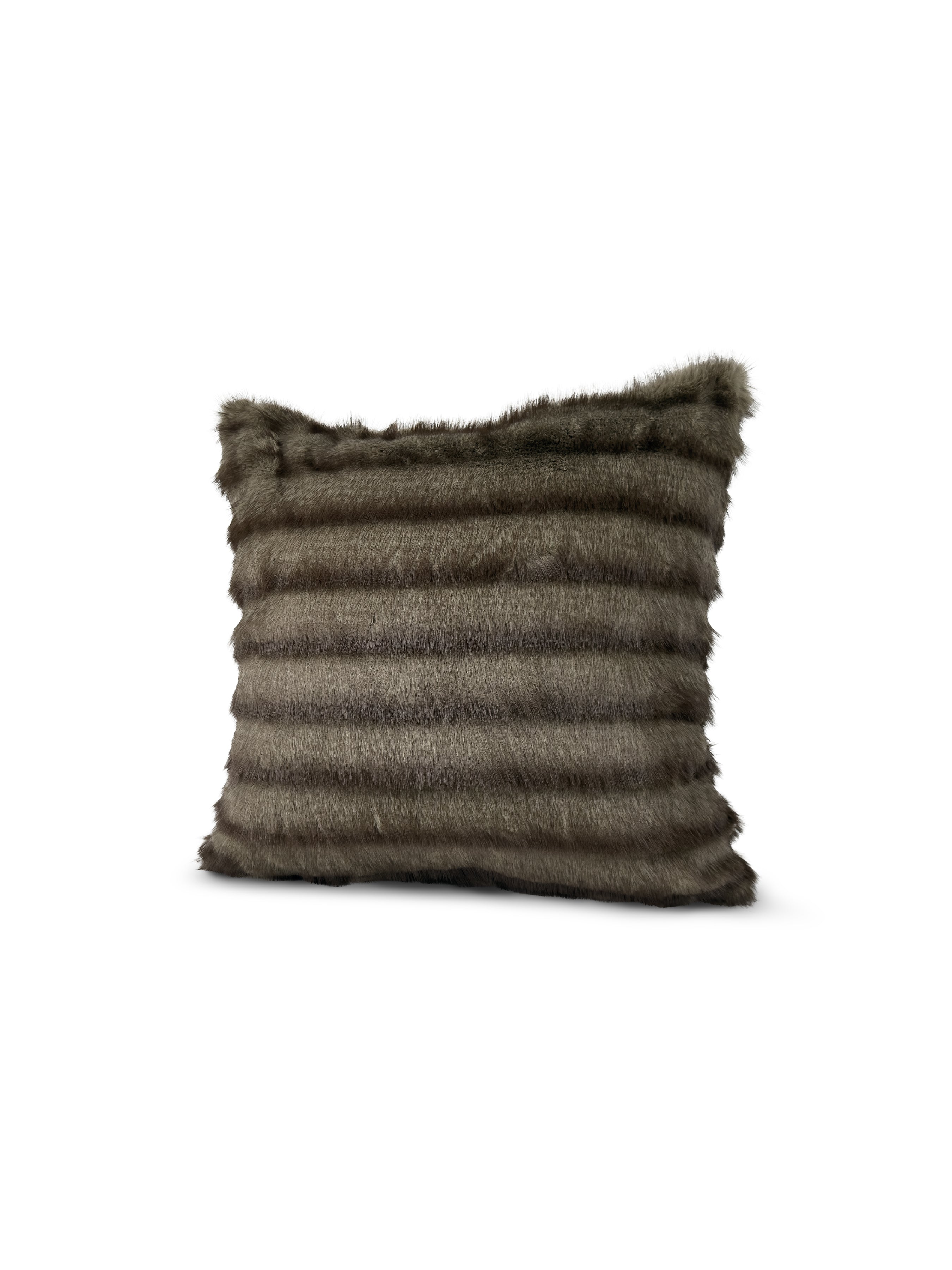 Set of 2 Extreme Lounging Fur Feathered Rib Brown Cushions 50 x 50cm - individual cushion front view