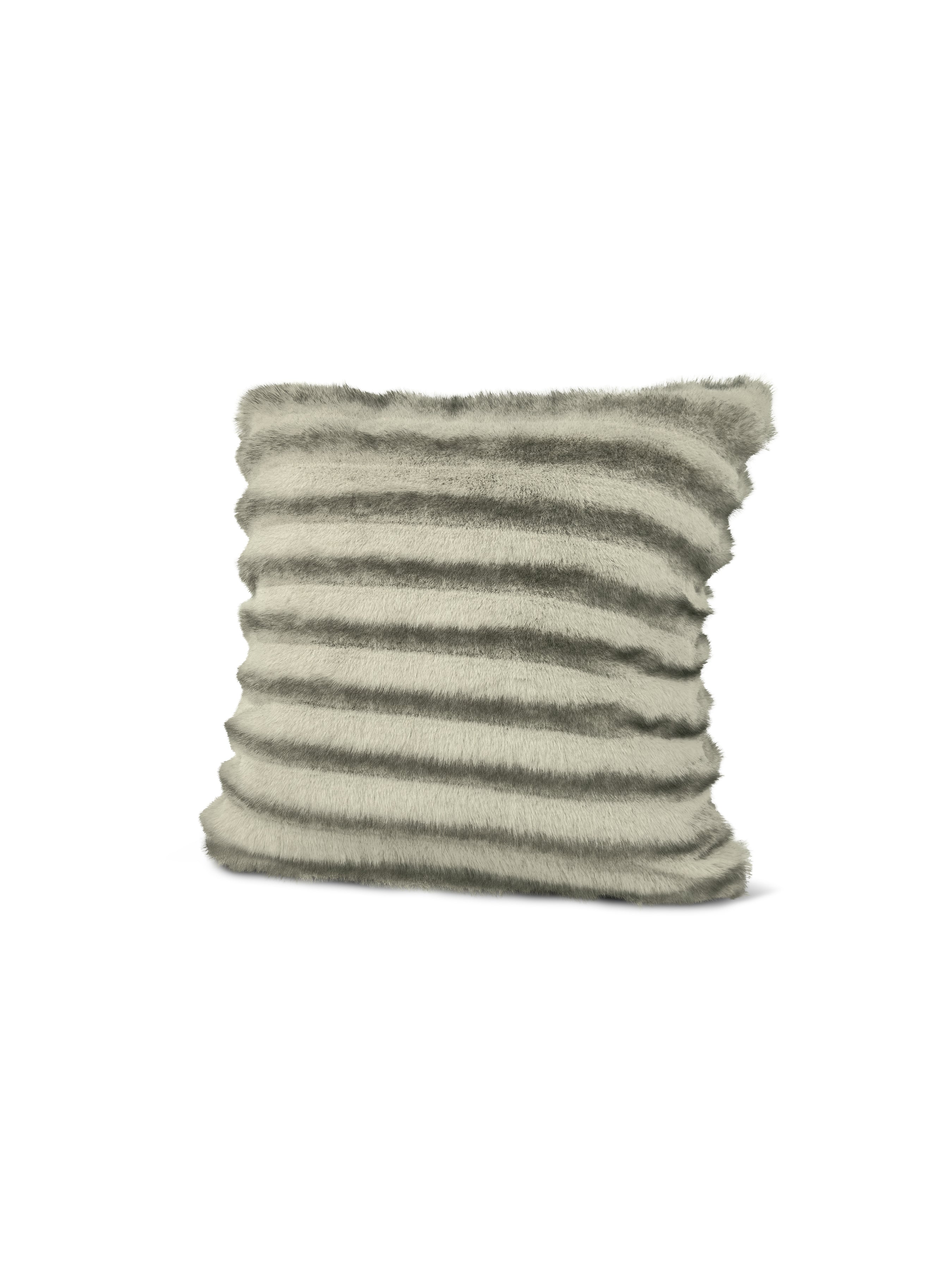Set of 2 Extreme Lounging Fur Feathered Rib Grey Cushions 50 x 50cm - individual cushion front view