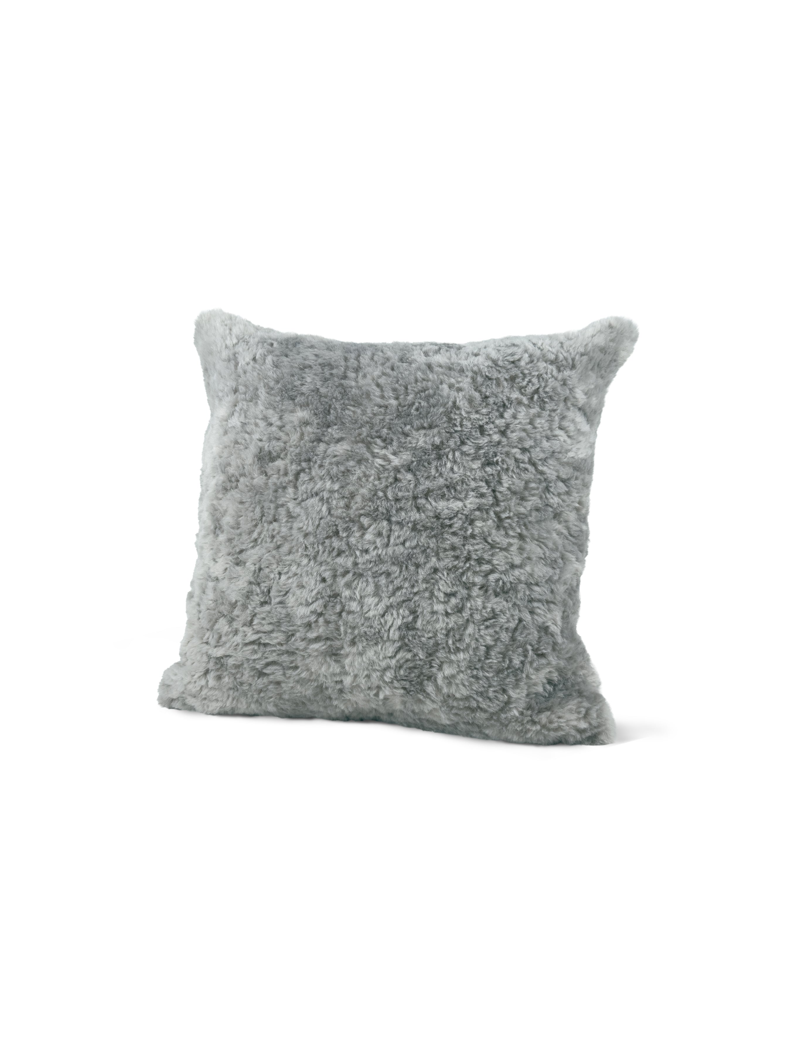 Set of 2 Extreme Lounging Fur Cozy Curl Silver Grey Cushions 50 x 50cm - individual cushion front view