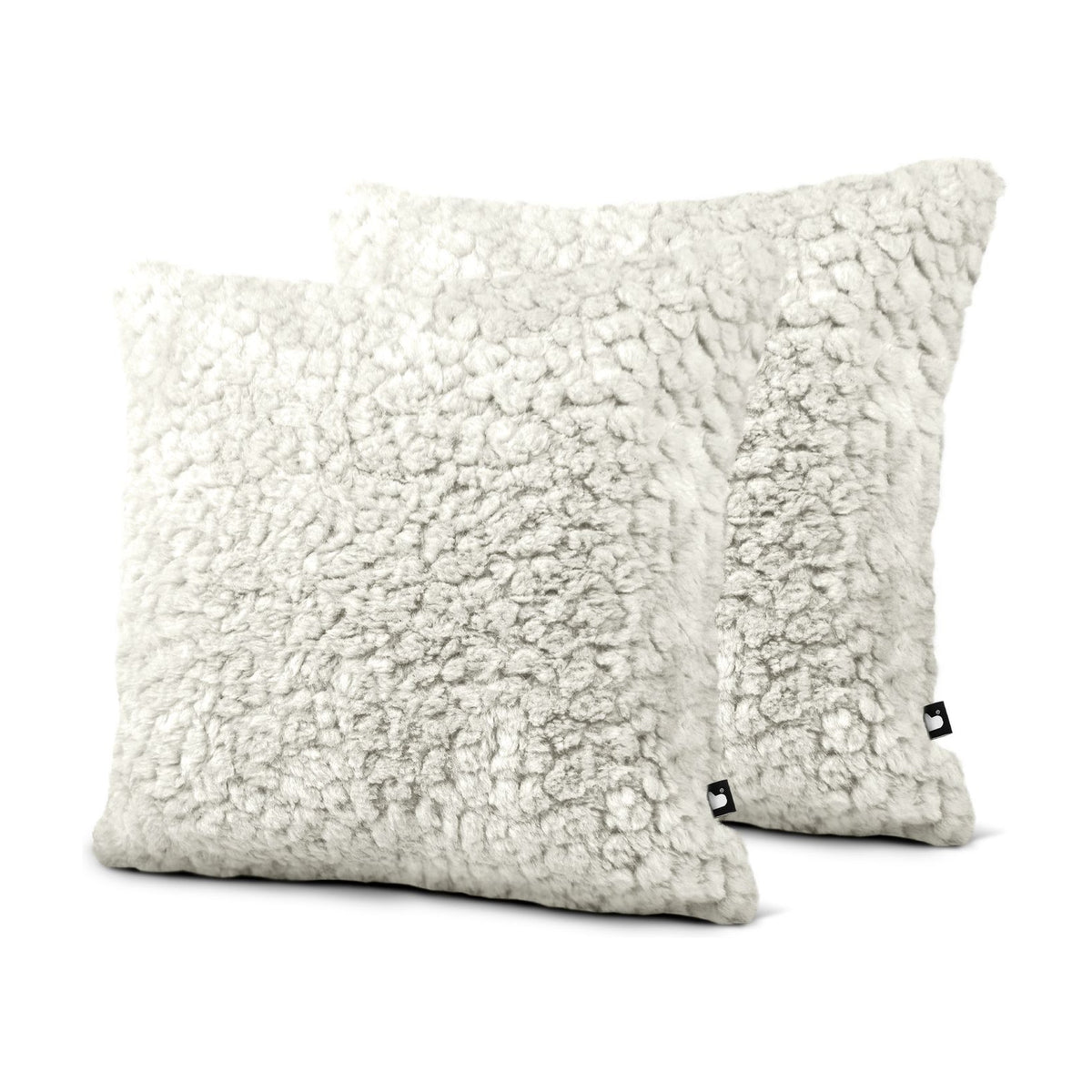 Set of 2 Fur Cozy Curl Ivory Square Cushions 50x50cm - twin pack
