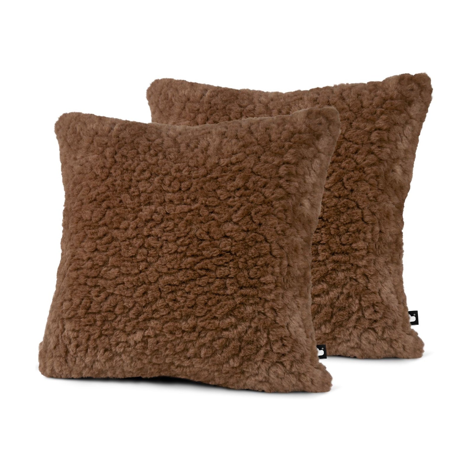 Set of 2 Fur Cozy Curl Terracotta Square Cushions 50x50cm - twin pack