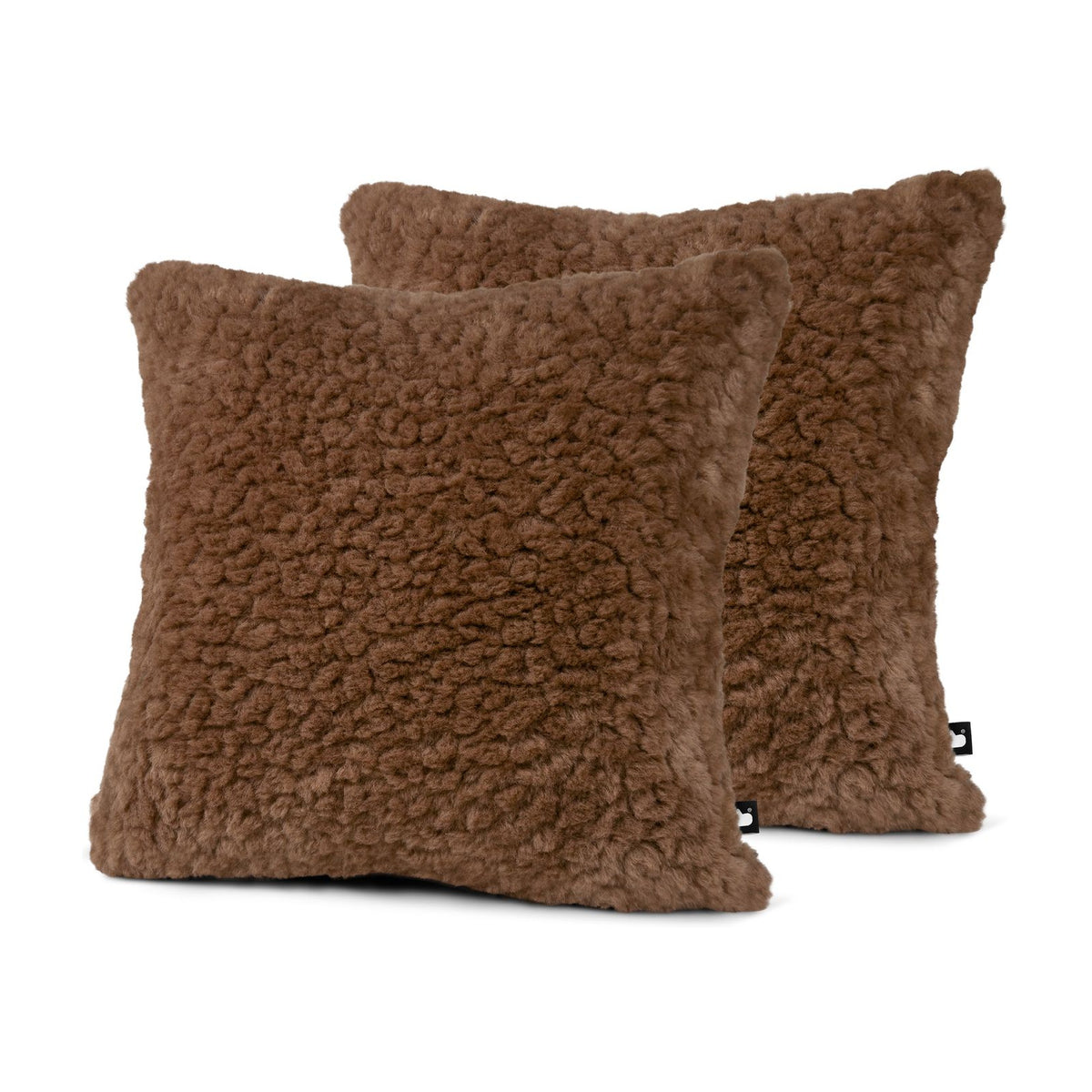 Set of 2 Fur Cozy Curl Terracotta Square Cushions 50x50cm - twin pack
