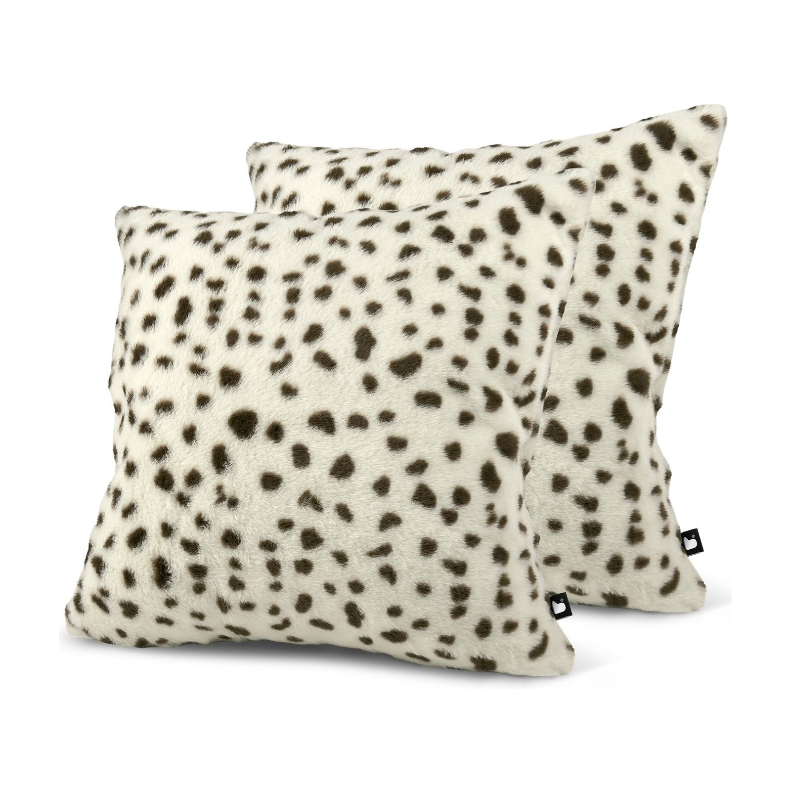 Set of 2 Fur Snow Leopard Square Cushions 50x50cm - twin pack